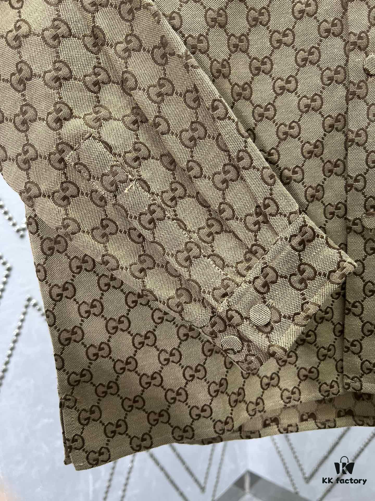 69313f01908475d562cd9b90 Gucci 25SS New Arrival Letter Interlocking Pattern Shirt Inspired by Founder Guccio Gucci's Name, Crafted in GG Canvas with Side Slits