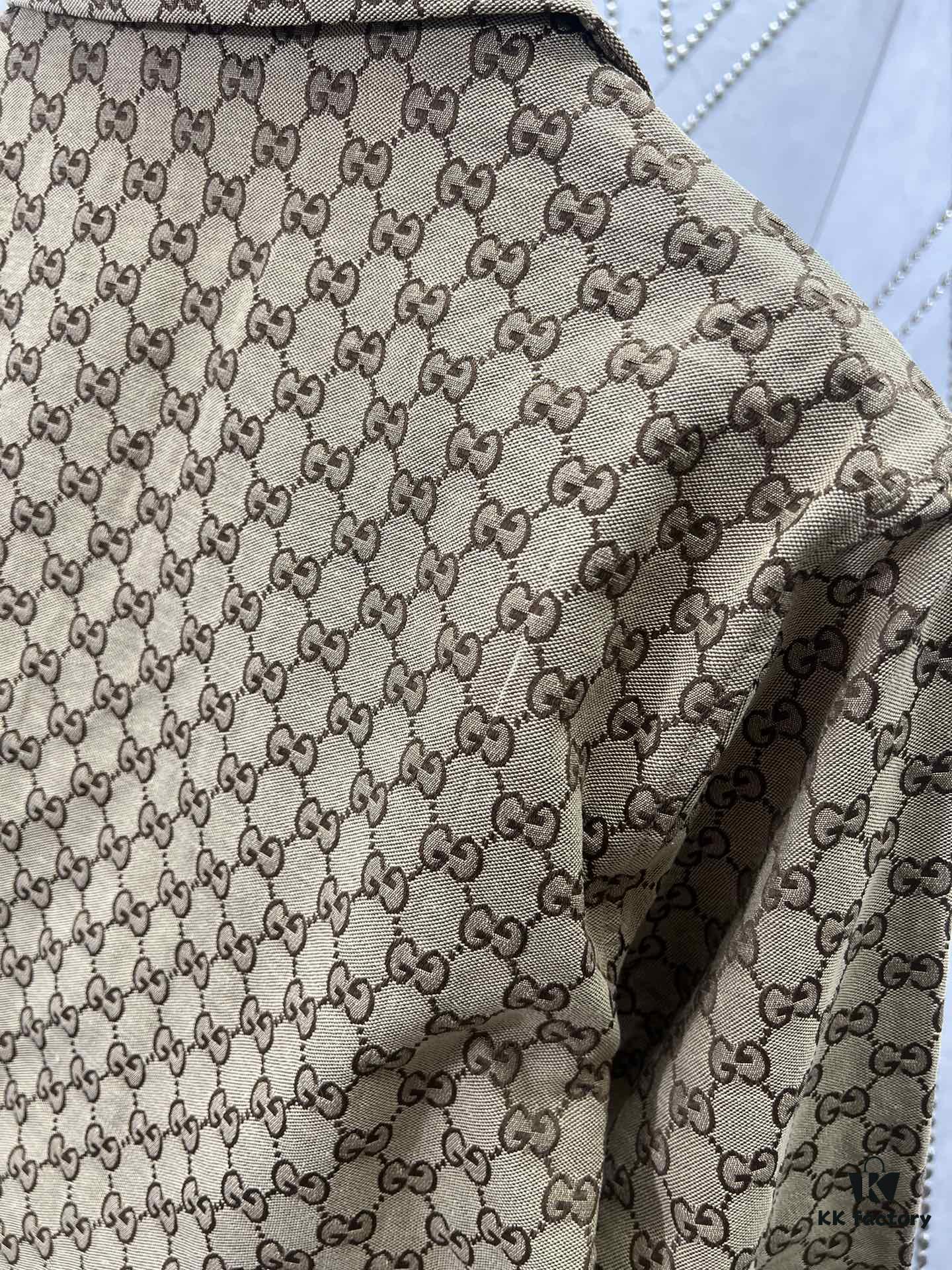 69313f08908475d562cd9b92 Gucci 25SS New Arrival Letter Interlocking Pattern Shirt Inspired by Founder Guccio Gucci's Name, Crafted in GG Canvas with Side Slits