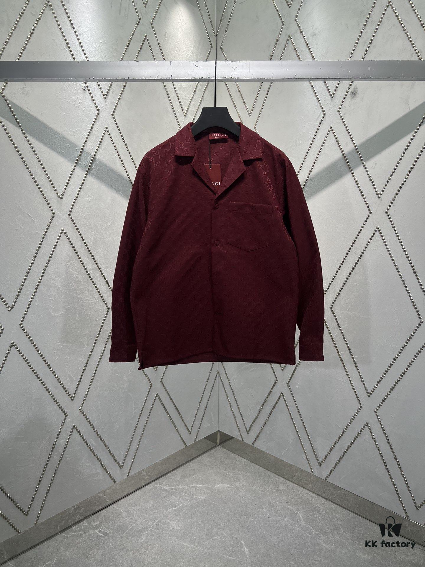 69313f22908475d562cd9b98 Gucci 25SS New Arrival Letter Intertwined Pattern Shirt Inspired by Founder Guccio Gucci's Name, Crafted in GG Canvas with Side Slits