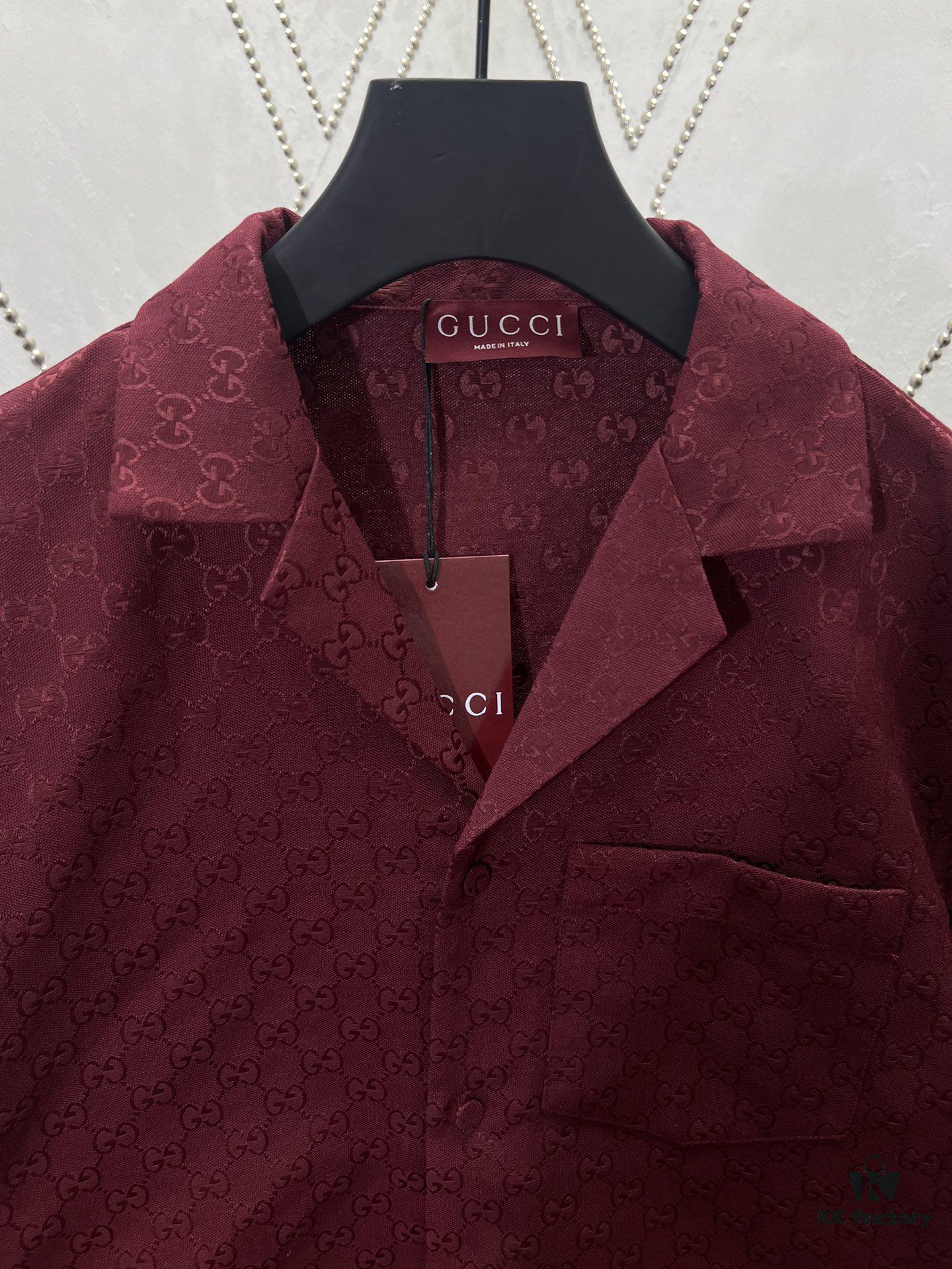 69313f31908475d562cd9b9c Gucci 25SS New Arrival Letter Intertwined Pattern Shirt Inspired by Founder Guccio Gucci's Name, Crafted in GG Canvas with Side Slits
