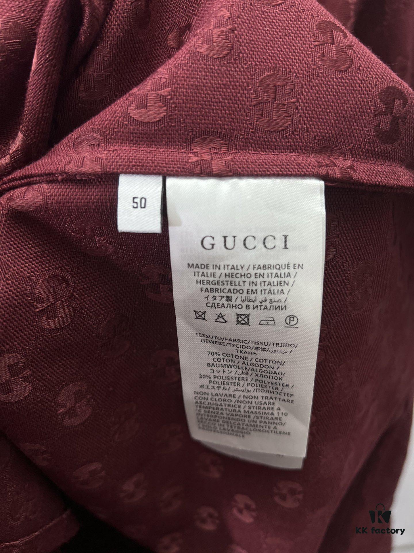 69313f3a908475d562cd9ba0 Gucci 25SS New Arrival Letter Intertwined Pattern Shirt Inspired by Founder Guccio Gucci's Name, Crafted in GG Canvas with Side Slits