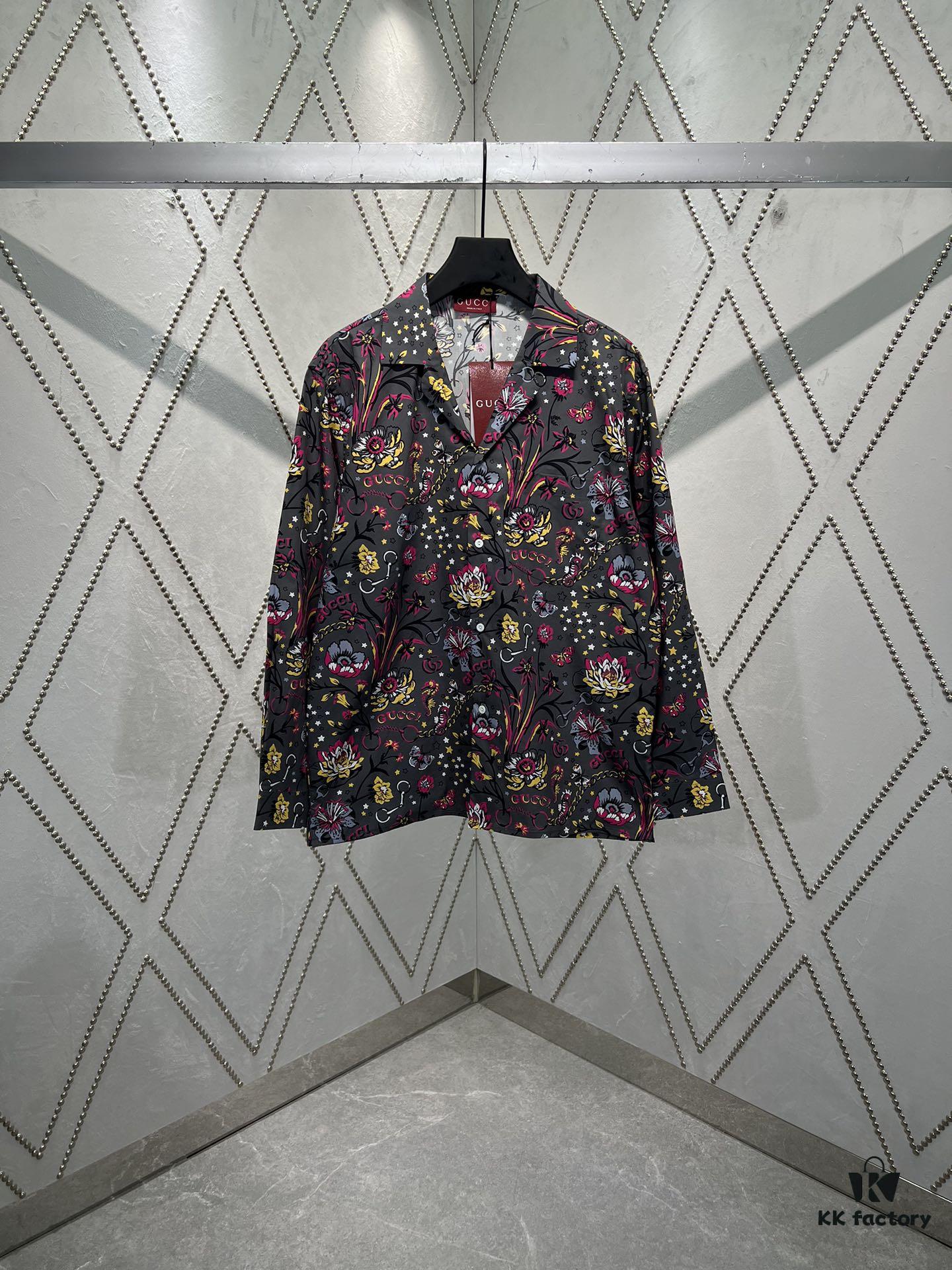 G Brand 25SS New Arrival Floral Print Lapel Single-Breasted Long-Sleeve Shirt, High Version!