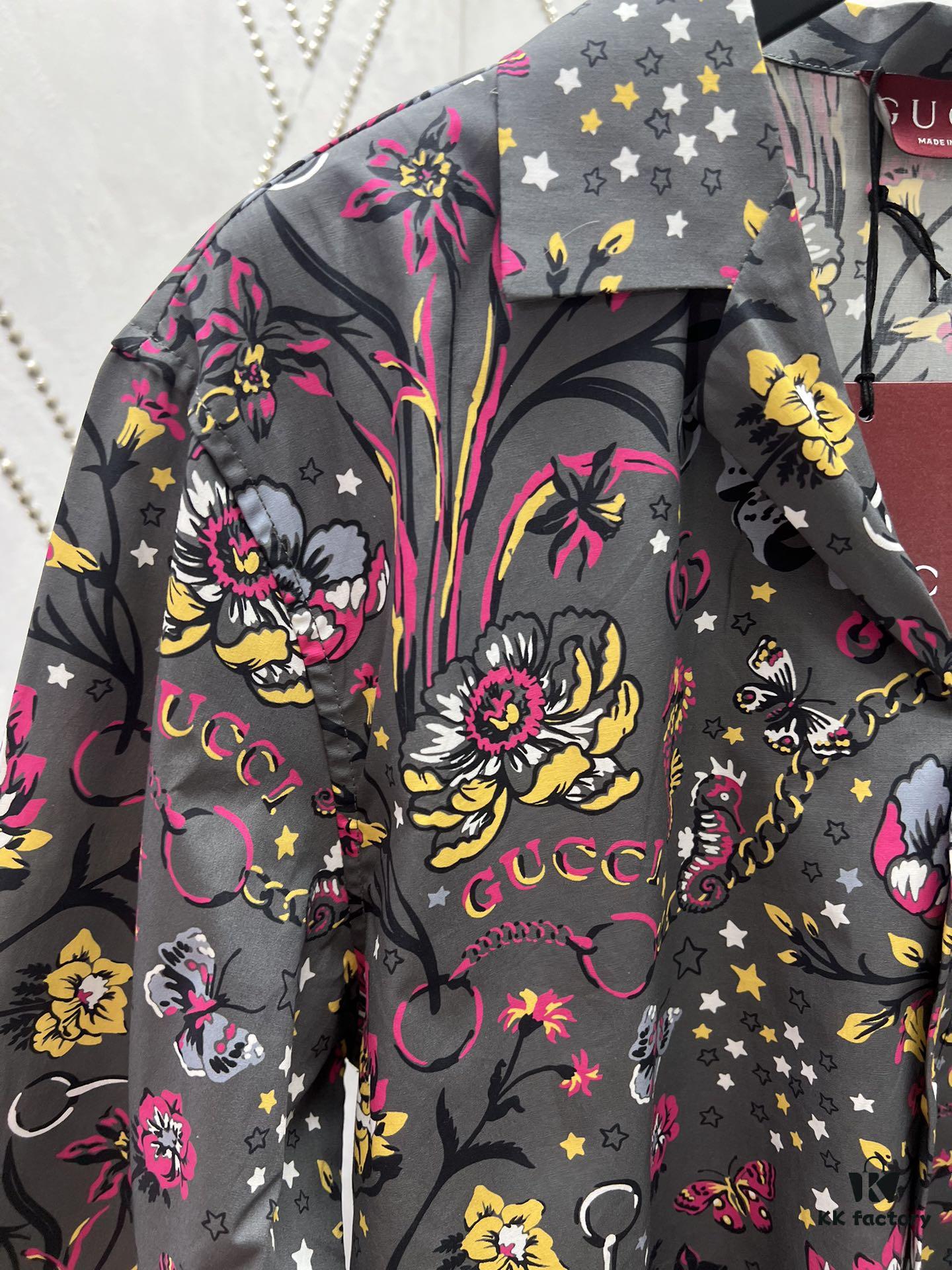 G Brand 25SS New Arrival Floral Print Lapel Single-Breasted Long-Sleeve Shirt, High Version!