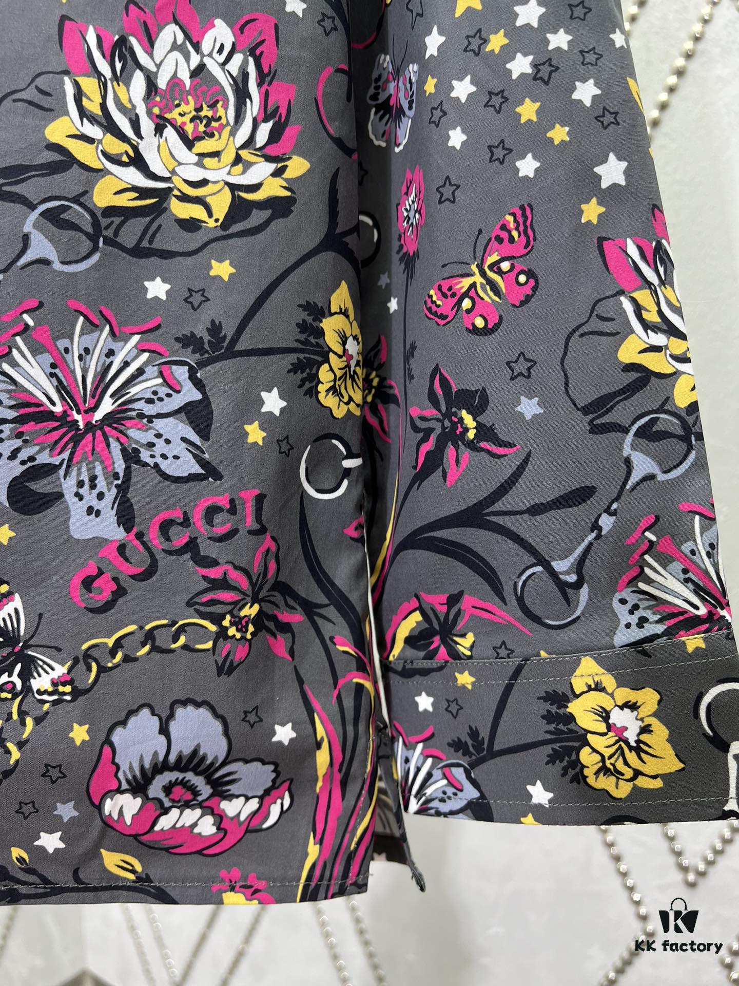 G Brand 25SS New Arrival Floral Print Lapel Single-Breasted Long-Sleeve Shirt, High Version!