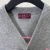 69313ff0908475d562cd9bd2 G House 25SS New Arrival Wool Cashmere Blend Knit Cardigan Featuring Refreshed Brand Pattern with Color-Contrast Bright Pink Accents, Creating Delicate Intarsia Effects on Front and Back