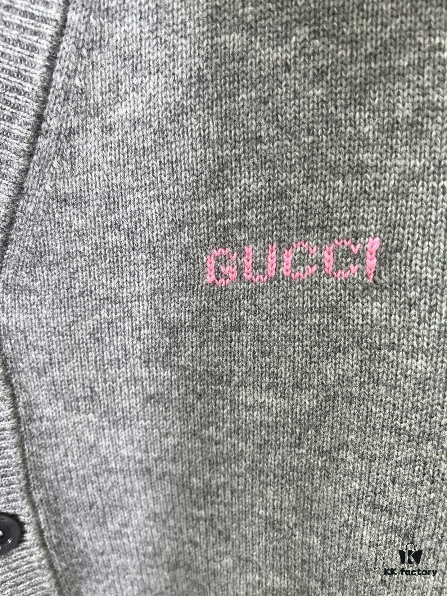 69313ffd908475d562cd9bd6 G House 25SS New Arrival Wool Cashmere Blend Knit Cardigan Featuring Refreshed Brand Pattern with Color-Contrast Bright Pink Accents, Creating Delicate Intarsia Effects on Front and Back