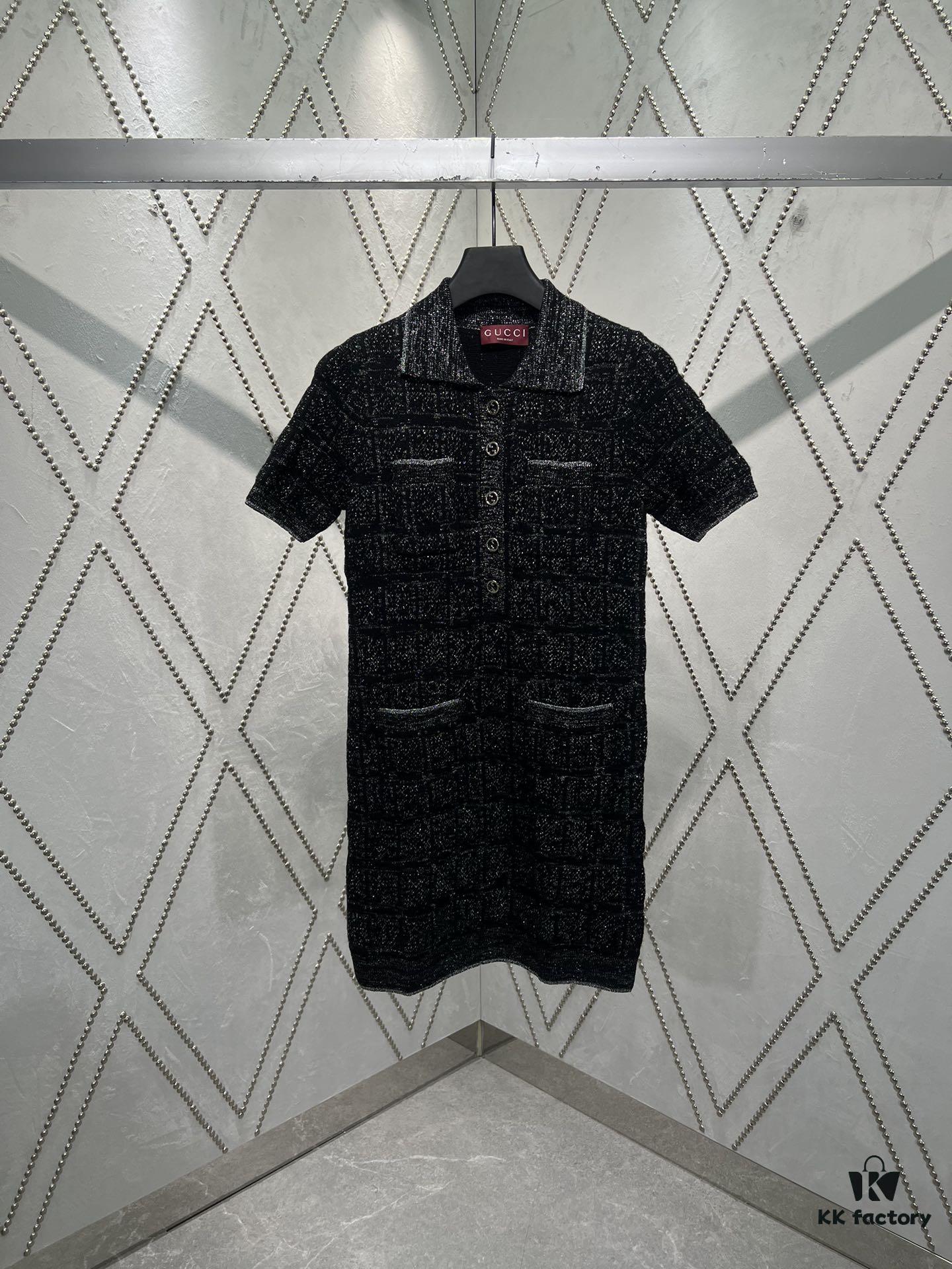 69314040908475d562cd9bee Gucci 25SS New Round Neck Top Crafted from Premium Wool with Metallic Thread Tartan Jacquard Fabric, Featuring a Circular Interlocking Double G Button on the Back