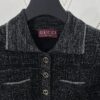 69314046908475d562cd9bf0 Gucci 25SS New Round Neck Top Crafted from Premium Wool with Metallic Thread Tartan Jacquard Fabric, Featuring a Circular Interlocking Double G Button on the Back