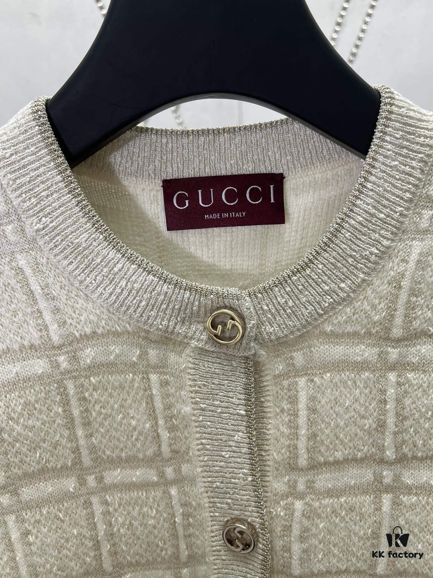 693140ad908475d562cd9c0a Gucci 25SS New Arrival Polo Dress Crafted from Premium Wool with Metallic Thread Tartan Jacquard Fabric, Featuring Interlocking Double G Round Buttons Front Closure