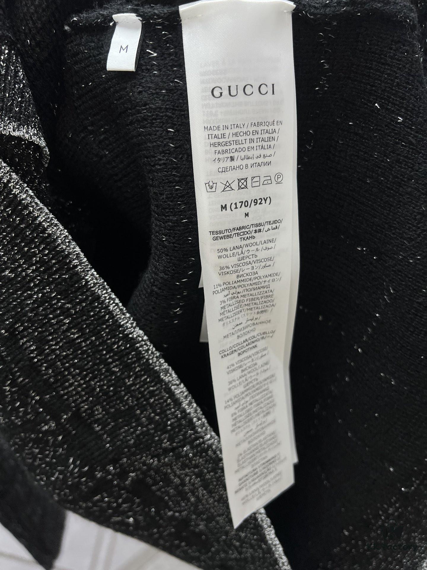 693140d6908475d562cd9c11 Gucci 25SS New Arrival Polo Dress Crafted from Premium Wool with Metallic Thread Geometric Jacquard, Featuring Round Interlocking Double-G Logo Buttons Front Closure