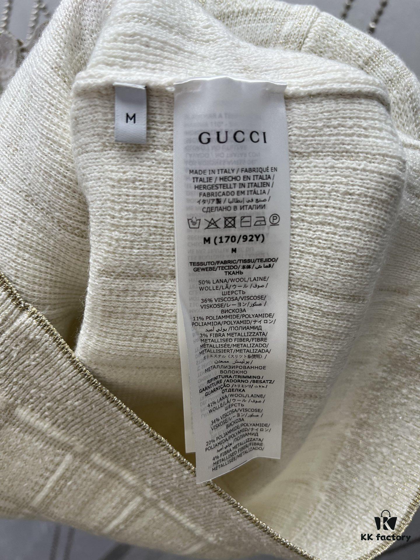 693140ef908475d562cd9c1a Gucci 25SS New Round Neck Cardigan Crafted from Premium Wool with Metallic Thread Geometric Jacquard Fabric, Featuring Interlocking Double G Round Buttons