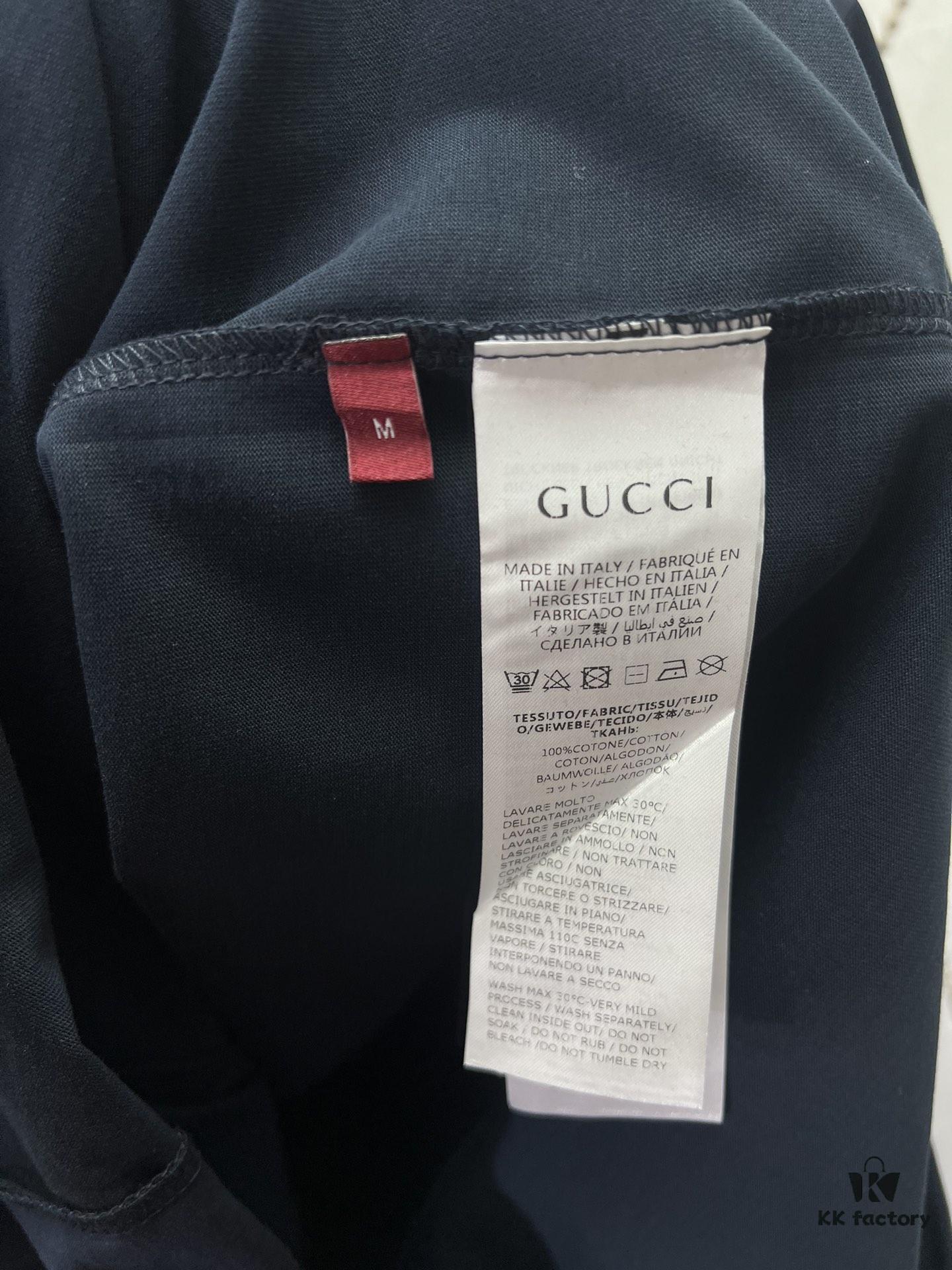 693141b4908475d562cd9c2c Gucci 25SS New Regular Fit T-Shirt Made of Knitted Cotton with Gucci Web Stripe Flag Print