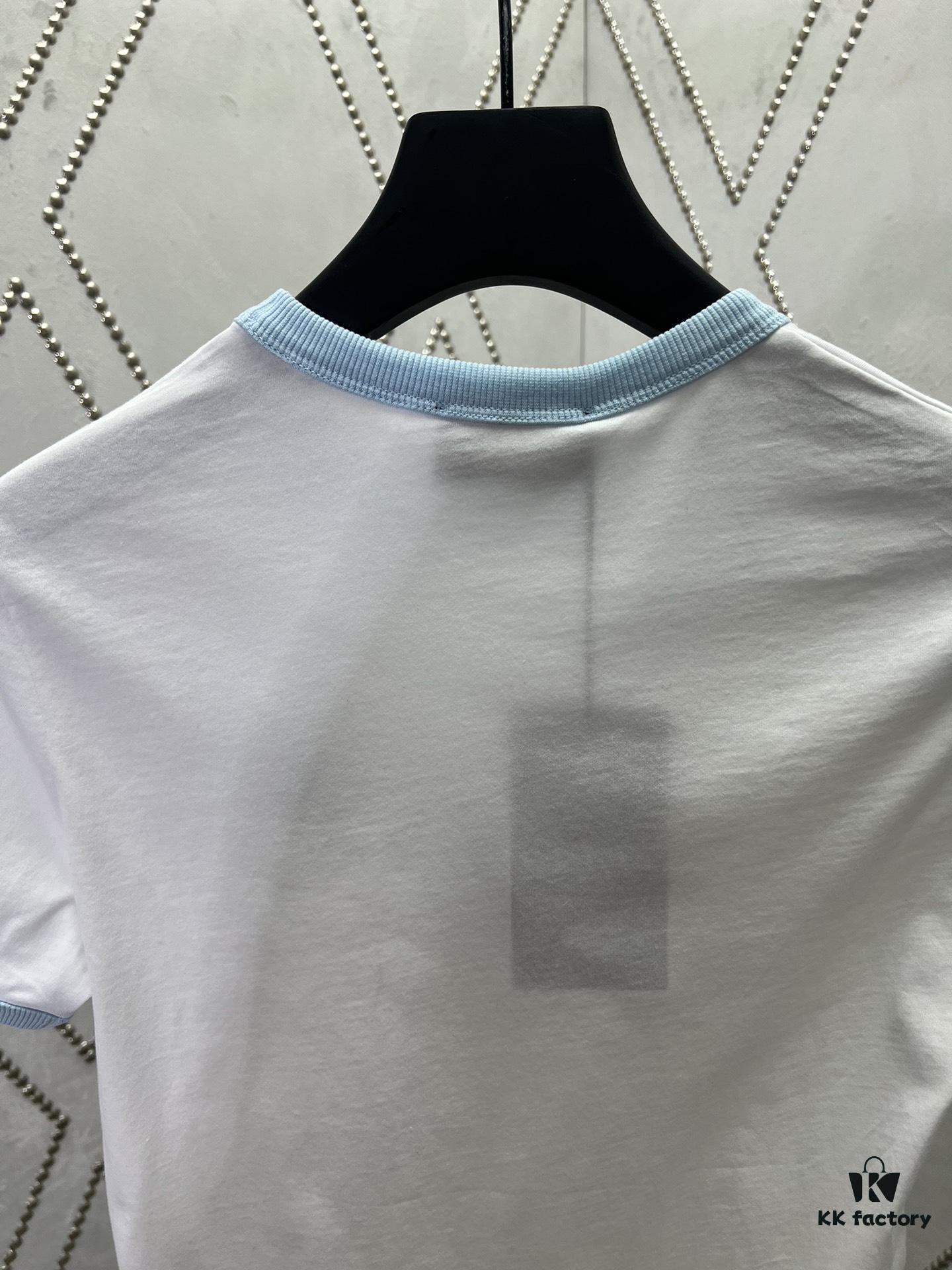 Gucci 25SS Early Spring New Arrival Minimalist Classic Embroidered Double G Letter Print Round Neck