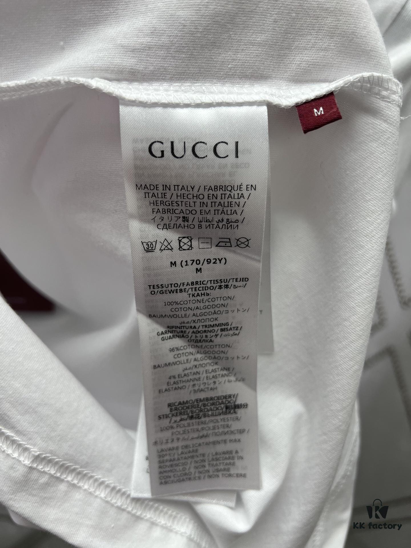 Gucci 25SS Early Spring New Arrival Minimalist Classic Embroidered Double G Letter Print Round Neck