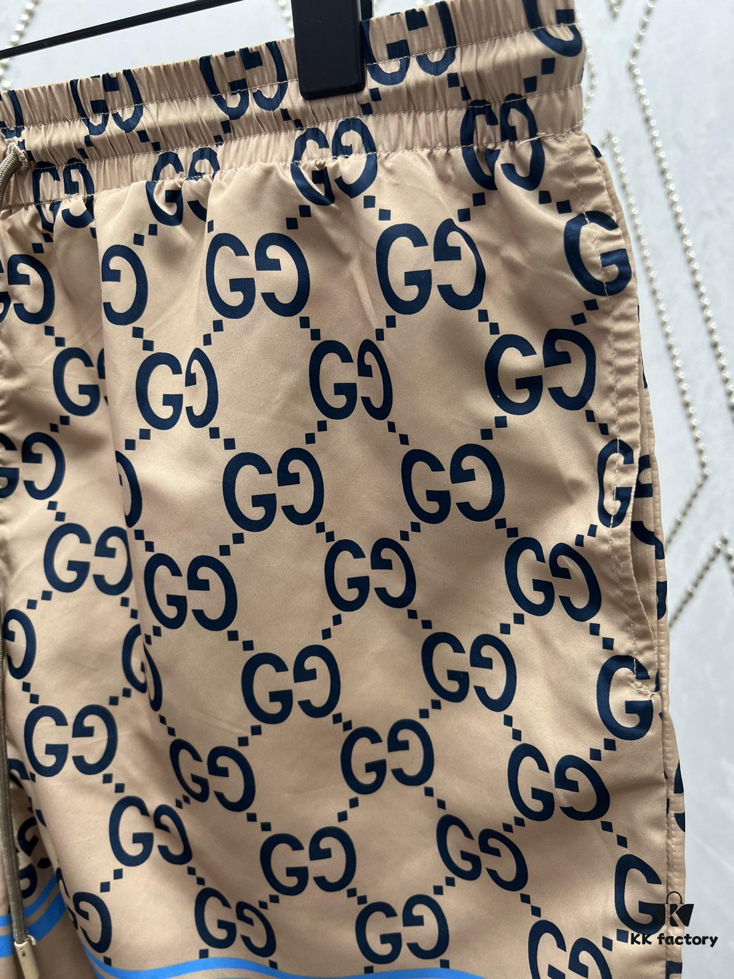 G Brand 25SS New Arrival Striped Patchwork Full Print Letter Logo Jacquard Shorts
