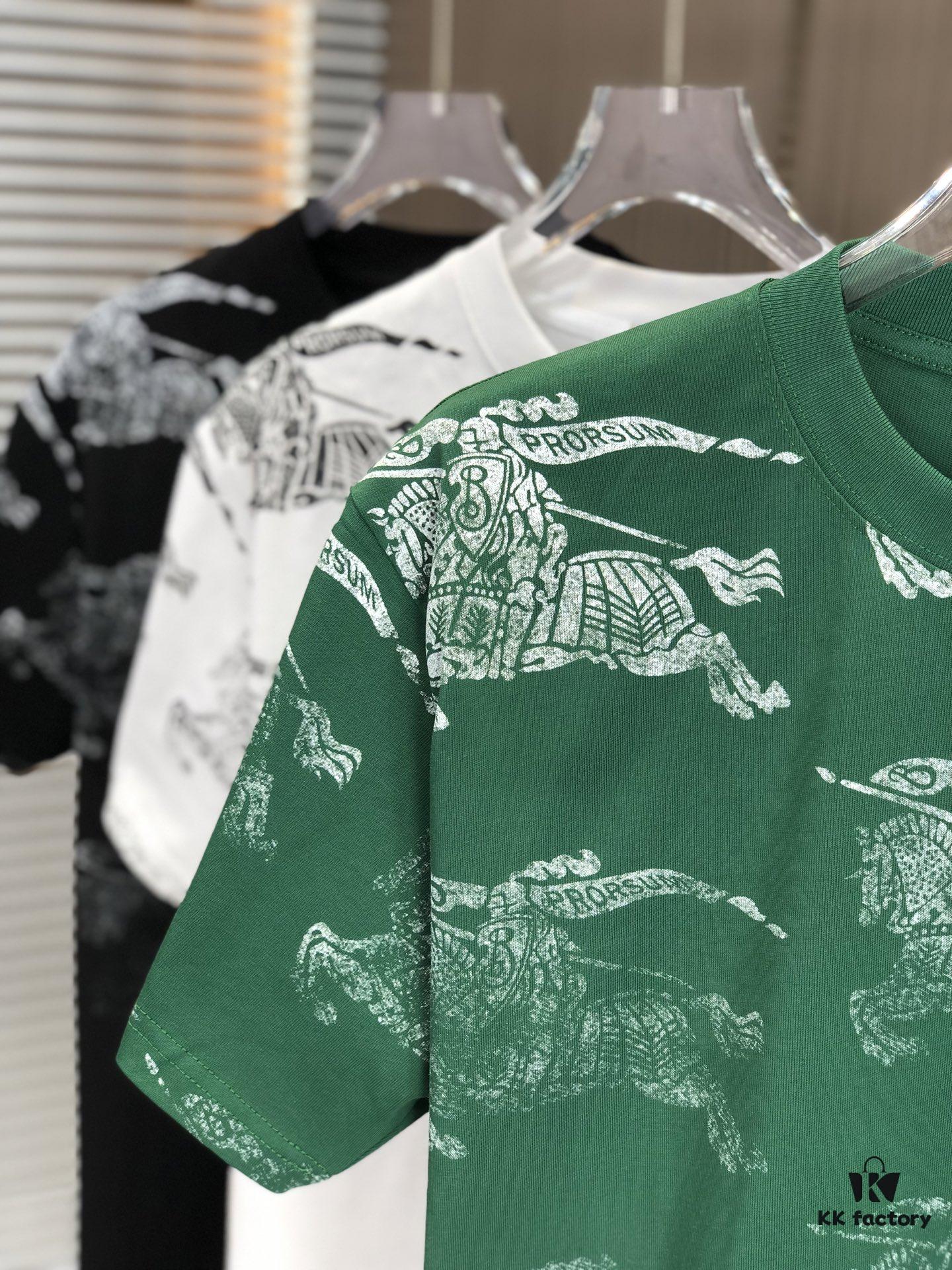 6931429e908475d562cd9c7c BURBERRY 2025 Spring/Summer New Arrival Round Neck Short Sleeve T-Shirt with All-Over Dot Print, Made from 320g Double-Yarn Combed Cotton Fabric, Slightly Loose Fit, Soft and Substantial Fabric Texture, Unisex Design