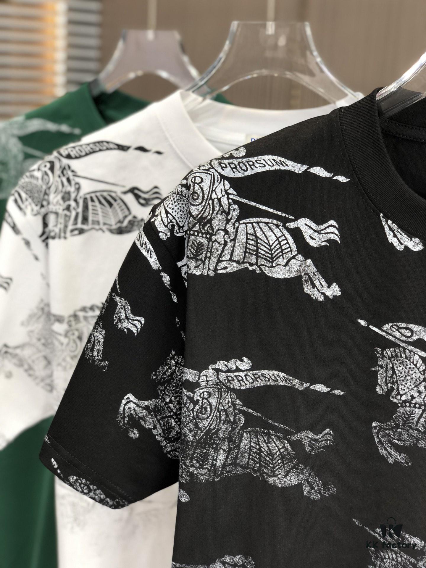 693142d9908475d562cd9c84 BURBERRY 2025 Spring/Summer New Arrival Round Neck Short Sleeve T-Shirt with All-Over Dot Print, Made from 320g Double-Yarn Combed Cotton Fabric, Slightly Loose Fit, Soft and Substantial Fabric Texture, Unisex Design