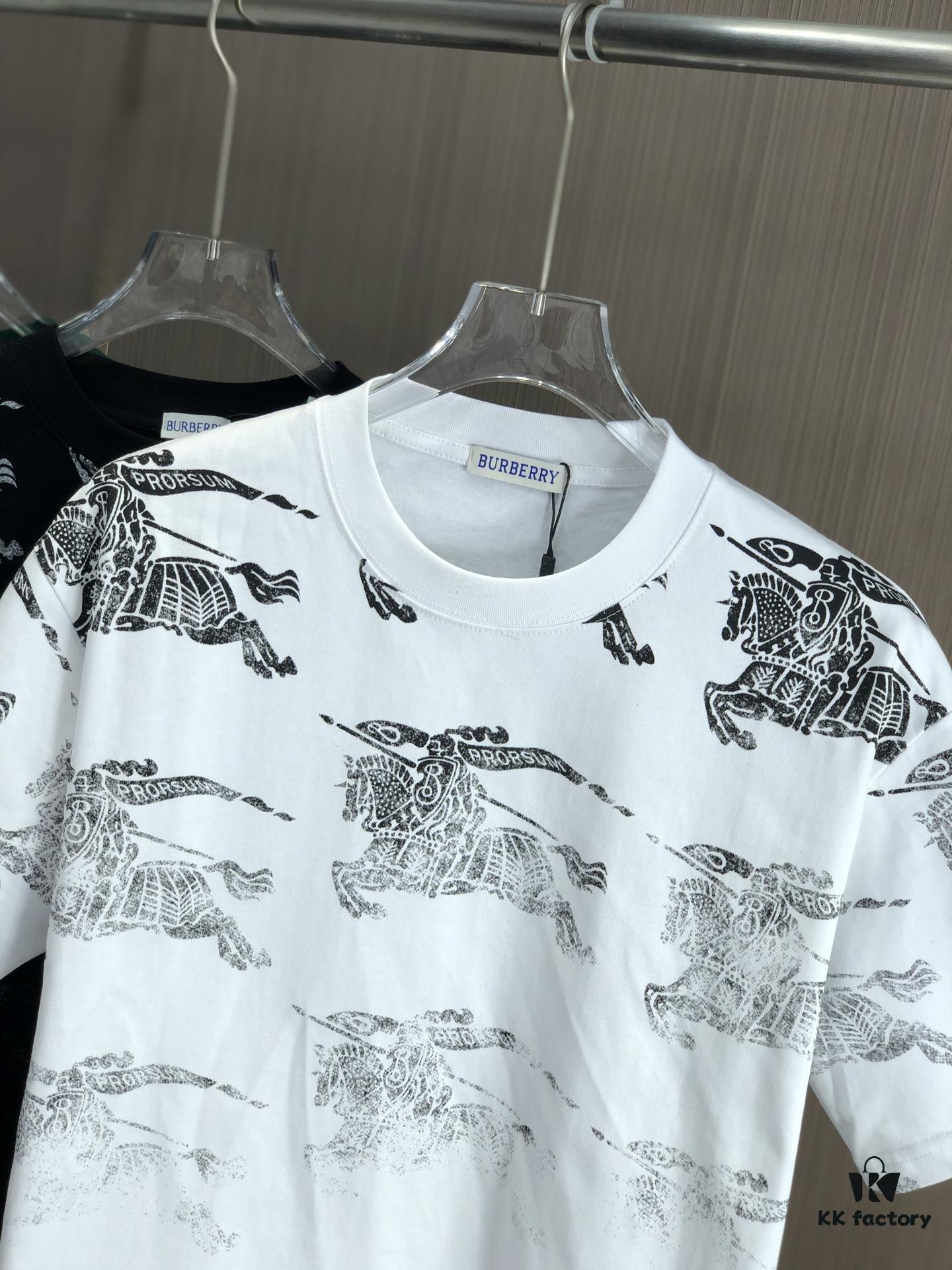 69314354908475d562cd9c8b BURBERRY 2025 Spring/Summer New Arrival Round Neck Short Sleeve T-Shirt with All-Over Dot Print, Made from 320g Double-Layer Combed Cotton Fabric, Slightly Loose Fit, Soft and Substantial Fabric Texture, Unisex Design