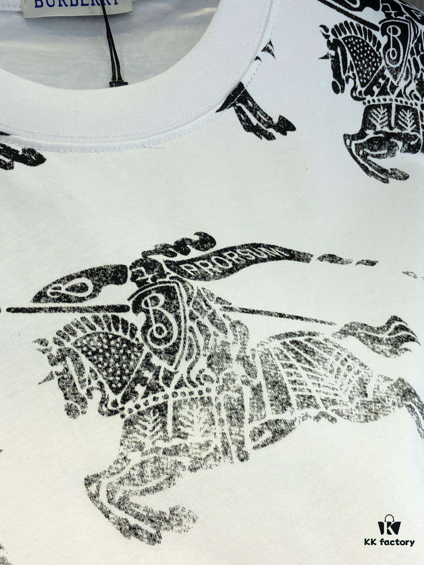 6931436b908475d562cd9c91 BURBERRY 2025 Spring/Summer New Arrival Round Neck Short Sleeve T-Shirt with All-Over Dot Print, Made from 320g Double-Layer Combed Cotton Fabric, Slightly Loose Fit, Soft and Substantial Fabric Texture, Unisex Design