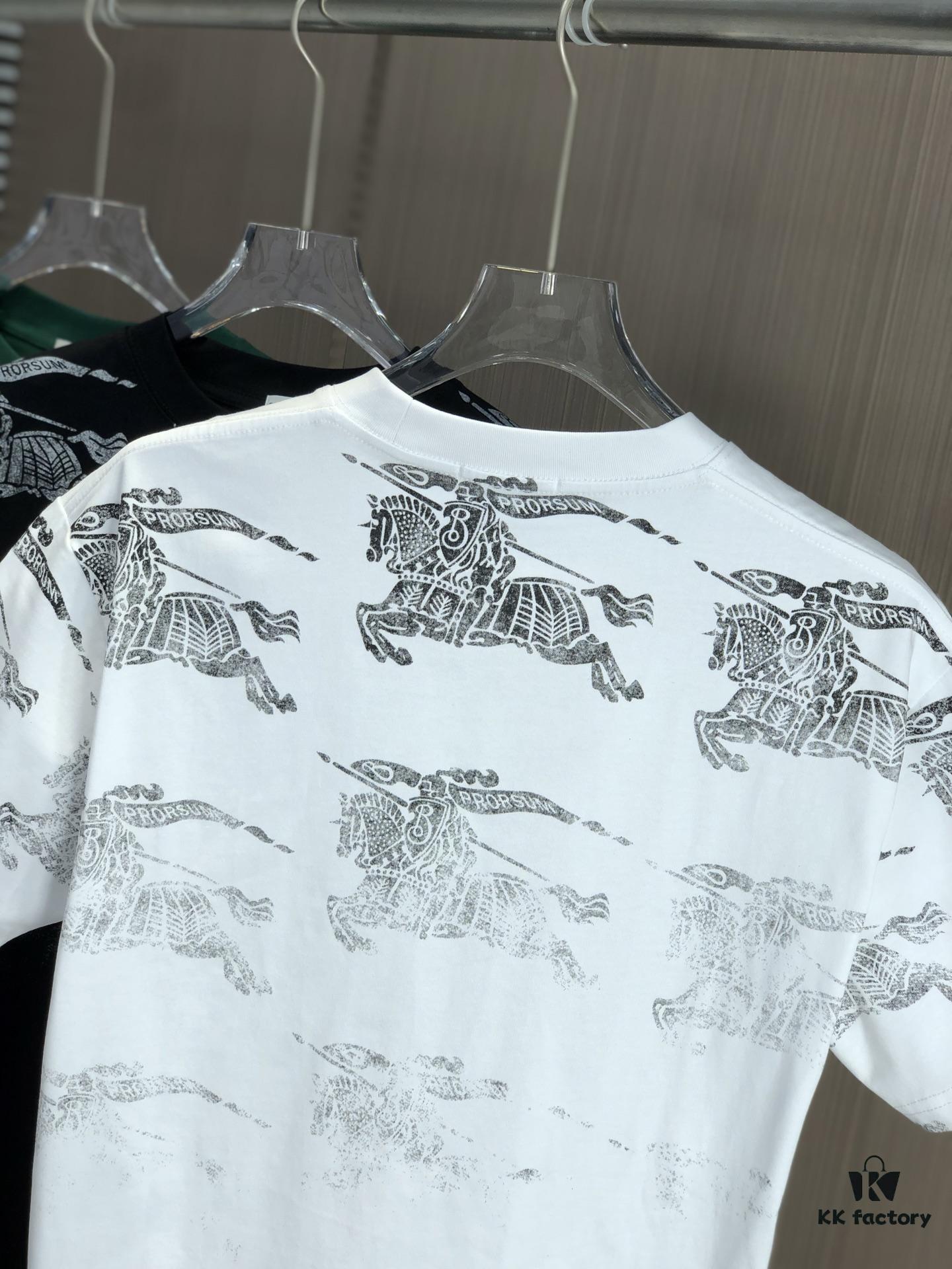 69314372908475d562cd9c92 BURBERRY 2025 Spring/Summer New Arrival Round Neck Short Sleeve T-Shirt with All-Over Dot Print, Made from 320g Double-Layer Combed Cotton Fabric, Slightly Loose Fit, Soft and Substantial Fabric Texture, Unisex Design