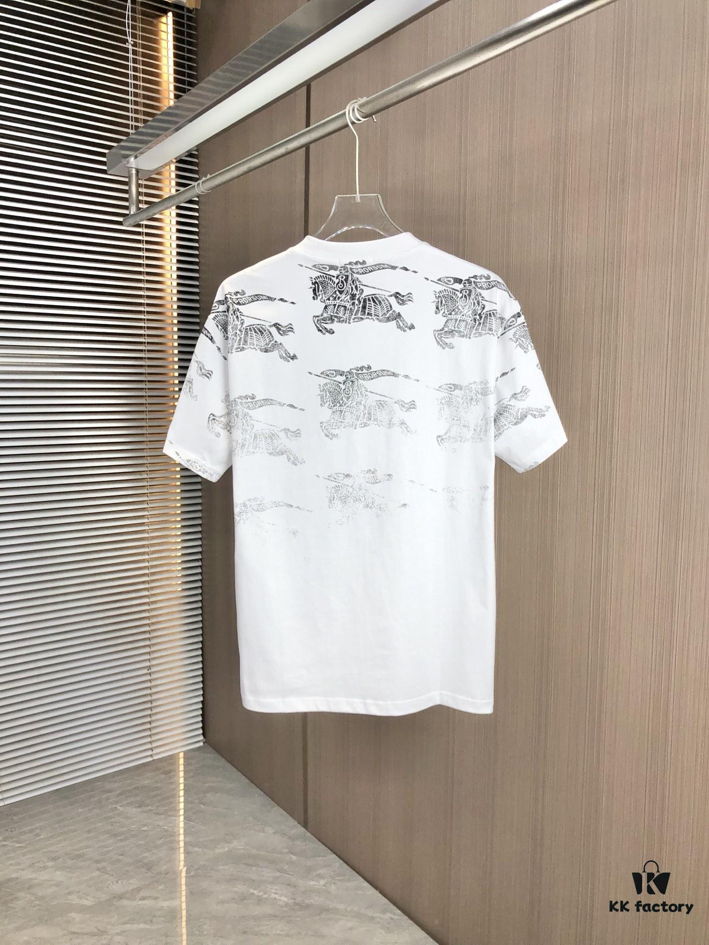 6931437a908475d562cd9c93 BURBERRY 2025 Spring/Summer New Arrival Round Neck Short Sleeve T-Shirt with All-Over Dot Print, Made from 320g Double-Layer Combed Cotton Fabric, Slightly Loose Fit, Soft and Substantial Fabric Texture, Unisex Design