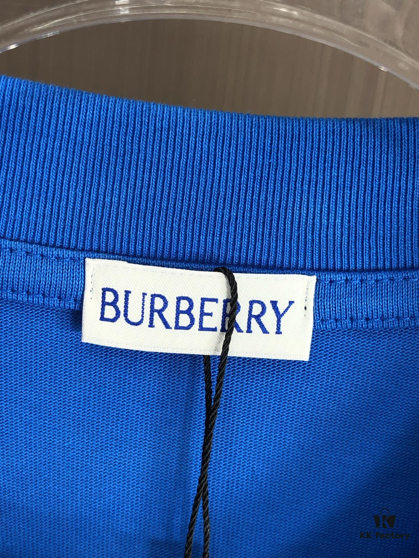 693143ef908475d562cd9caa BURBERRY 2025 Spring/Summer New Arrival Round Neck Short Sleeve T-Shirt with Equestrian Chain Embroidery, 320g Double Combed Cotton Fabric, Slightly Loose Unisex Fit