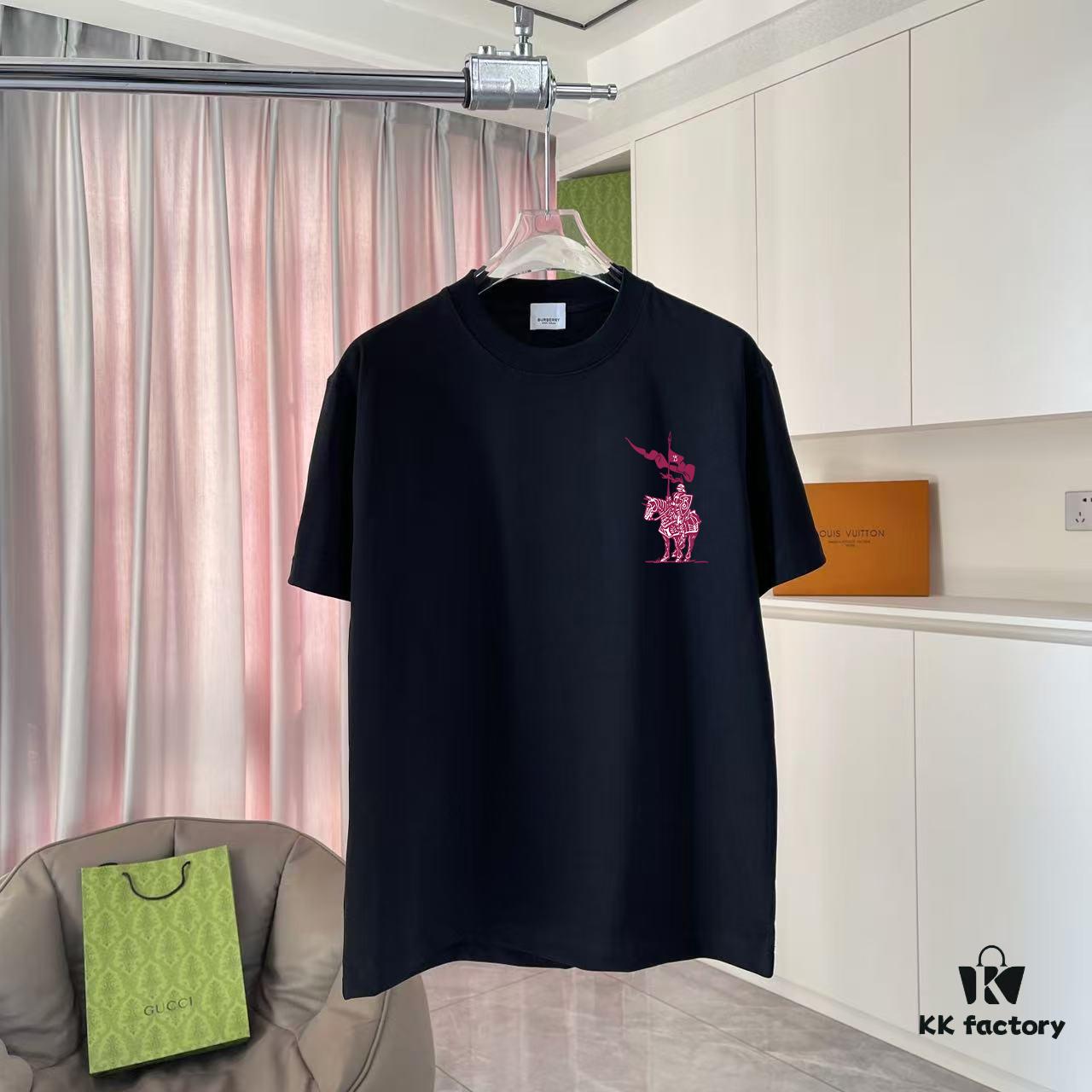 BURBERRY 2025 Summer New Arrival Personalized Letter Logo Print Custom 300g Fabric Short Sleeve T-Shirt Unisex