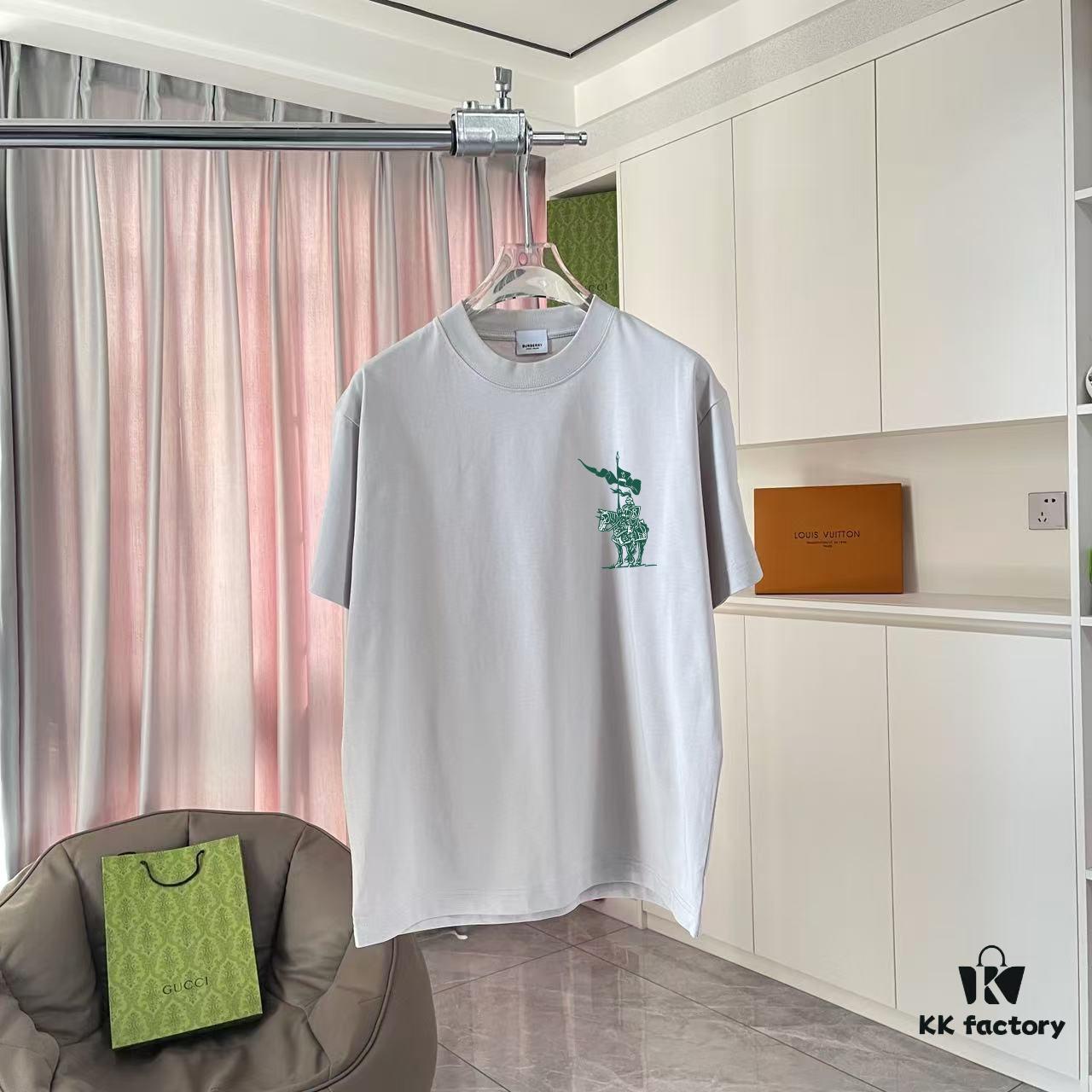 BURBERRY 2025 Summer New Arrival Personalized Letter Logo Print Short Sleeve T-Shirt Unisex Custom 300g Fabric