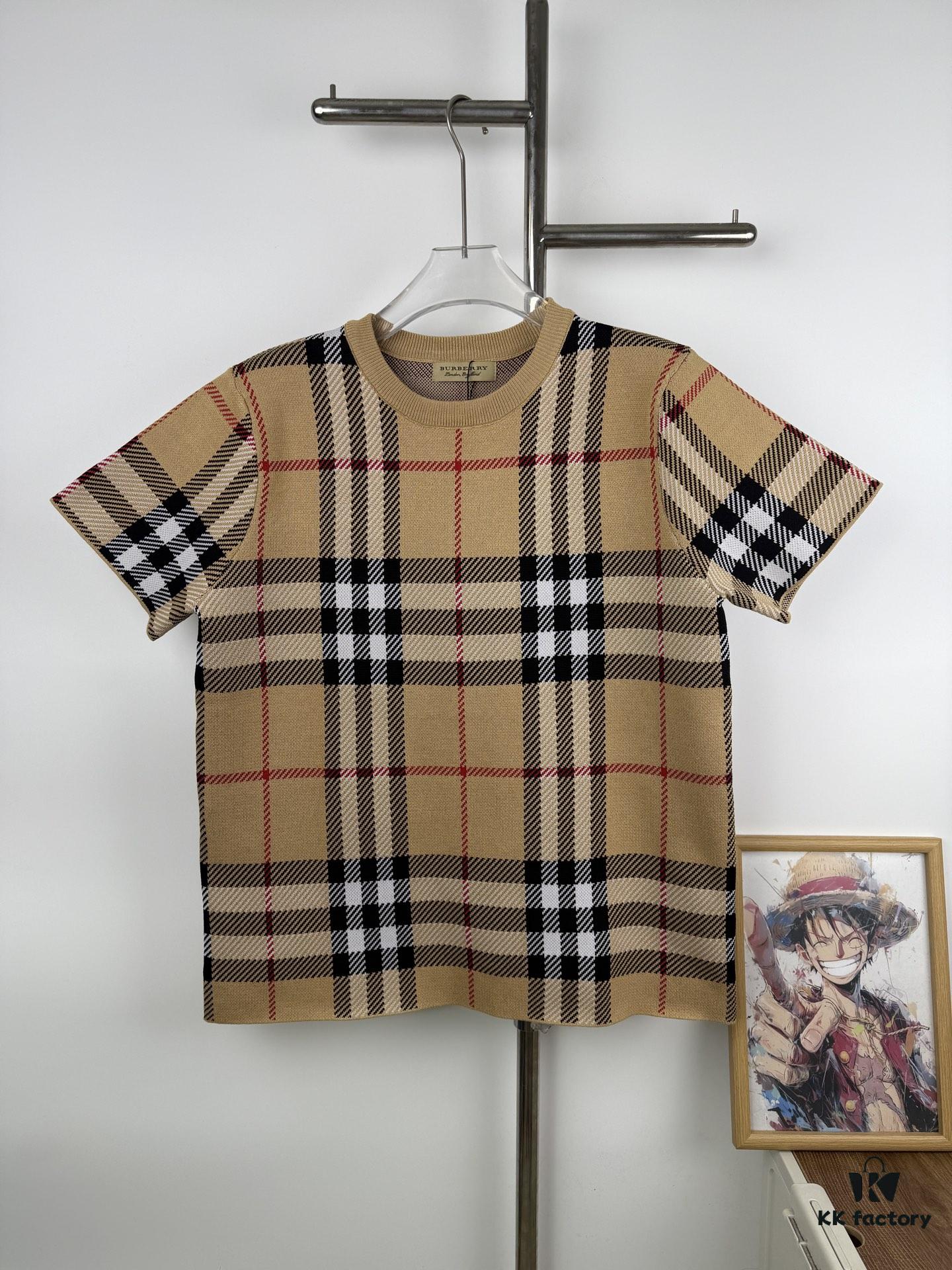 69314722908475d562cd9d70 New Burberry 23SS Classic Evergreen Plaid Knit Short-Sleeve Unisex