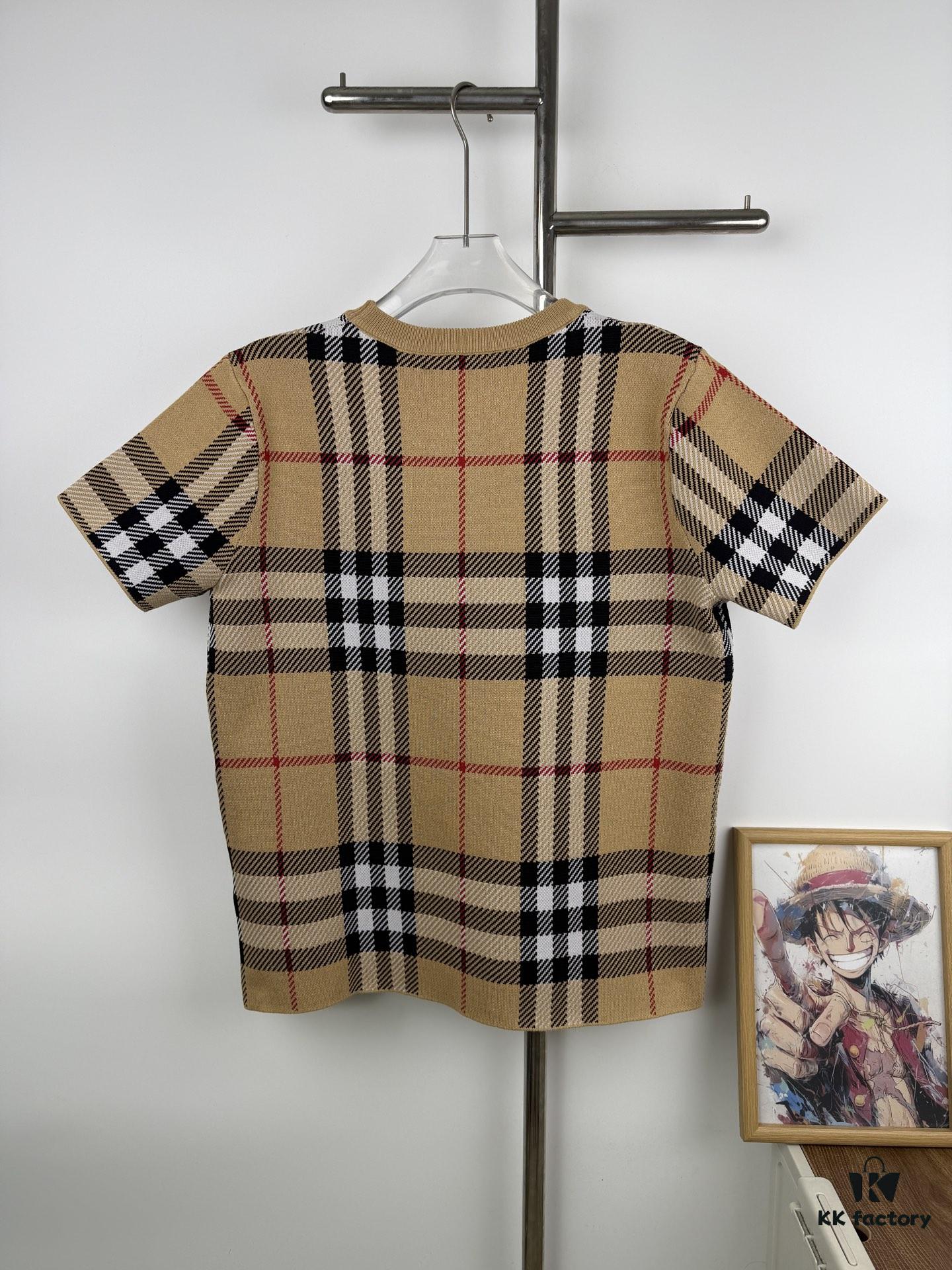 69314725908475d562cd9d71 New Burberry 23SS Classic Evergreen Plaid Knit Short-Sleeve Unisex