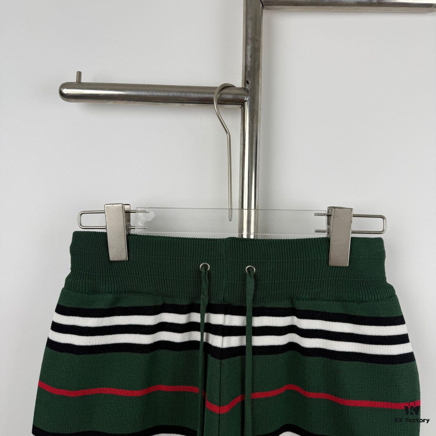 69314740908475d562cd9d78 New Burberry Classic Green Striped Knit Straight Shorts Unisex