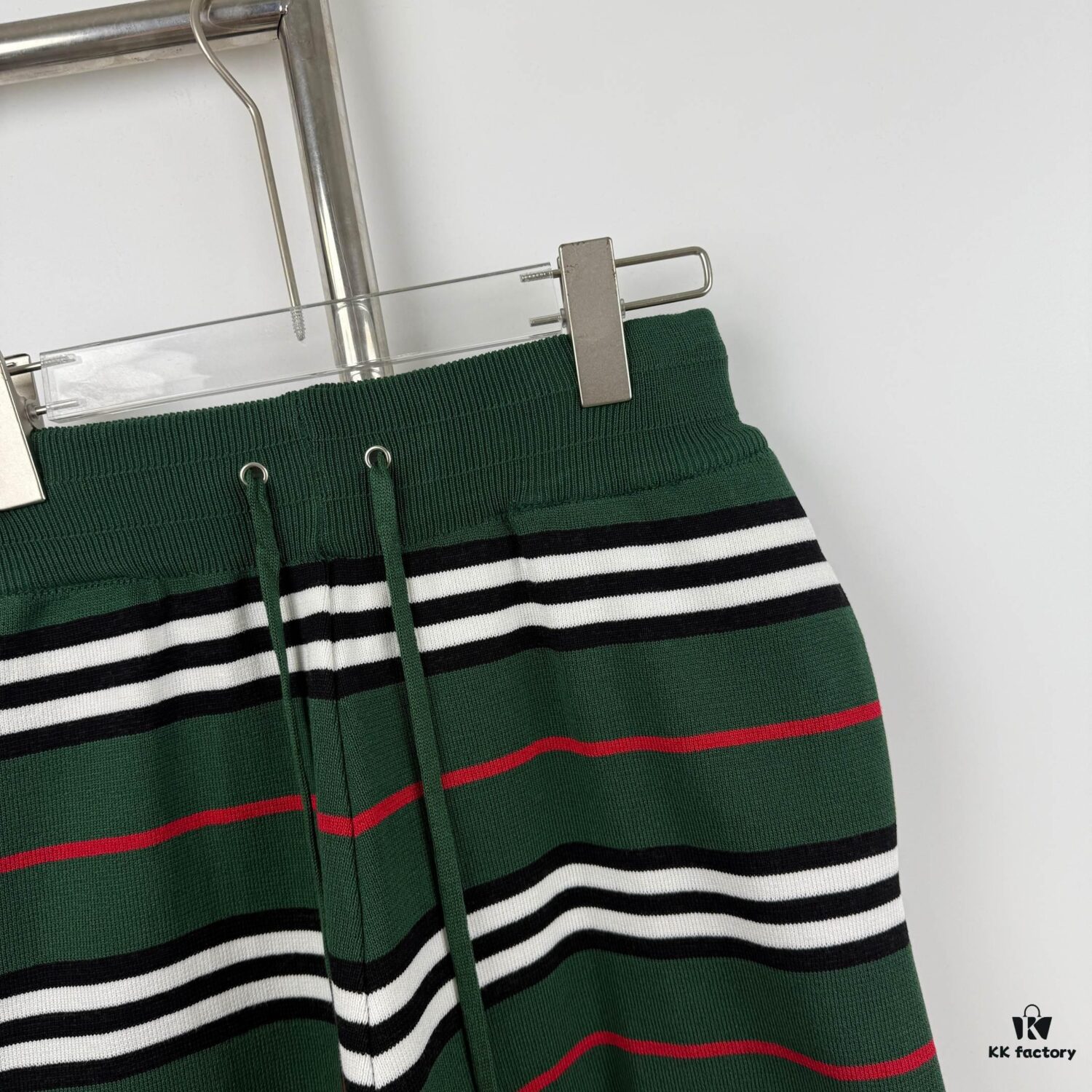 6931474a908475d562cd9d7b New Burberry Classic Green Striped Knit Straight Shorts Unisex
