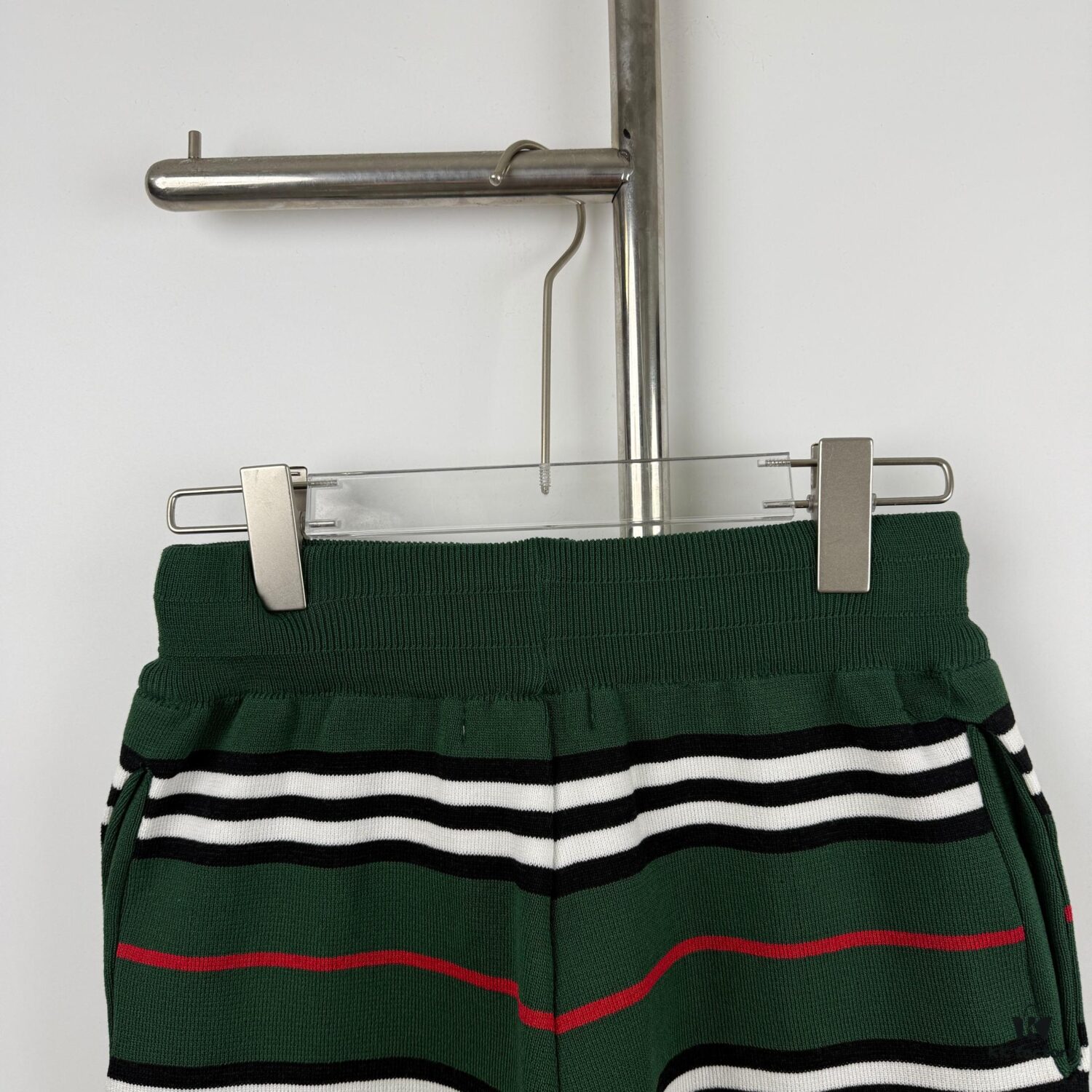 6931474a908475d562cd9d7c New Burberry Classic Green Striped Knit Straight Shorts Unisex