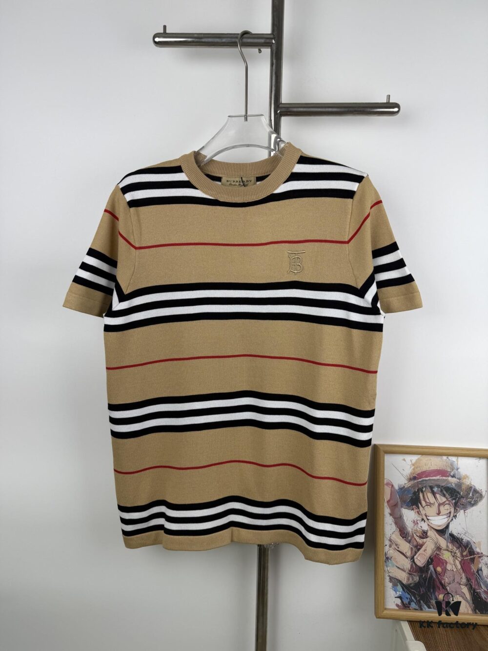 6931478c908475d562cd9d89 New BURBERRY 2023 Spring/Summer Lightweight Linen-Blend Striped Knit Short-Sleeve T-Shirt