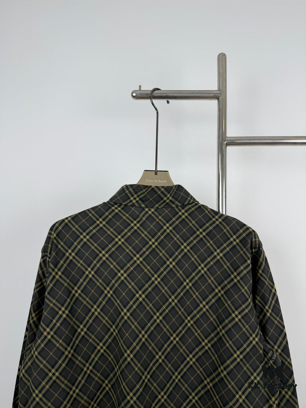 New Burberry 24SS Embroidered Check Cotton Shirt