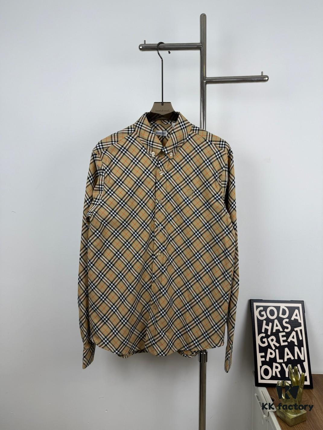 69314a1c908475d562cd9e21 New Burberry 24SS Embroidered Check Cotton Shirt