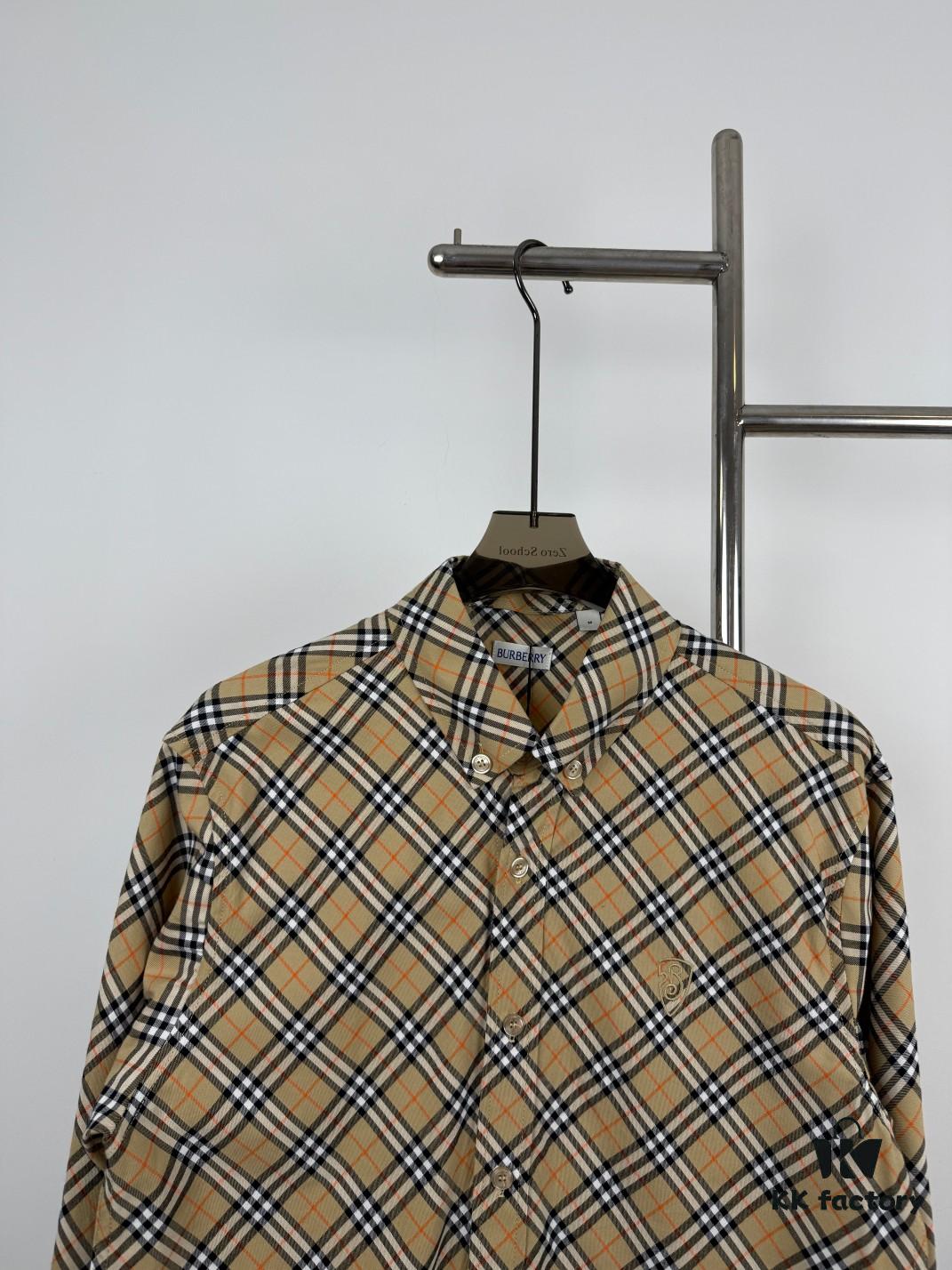 69314a23908475d562cd9e22 New Burberry 24SS Embroidered Check Cotton Shirt