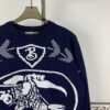 New BURBERRY Classic Blue Equestrian Knight Jacquard Crew-Neck Knit Sweater for Couples - Premium Original Single Version