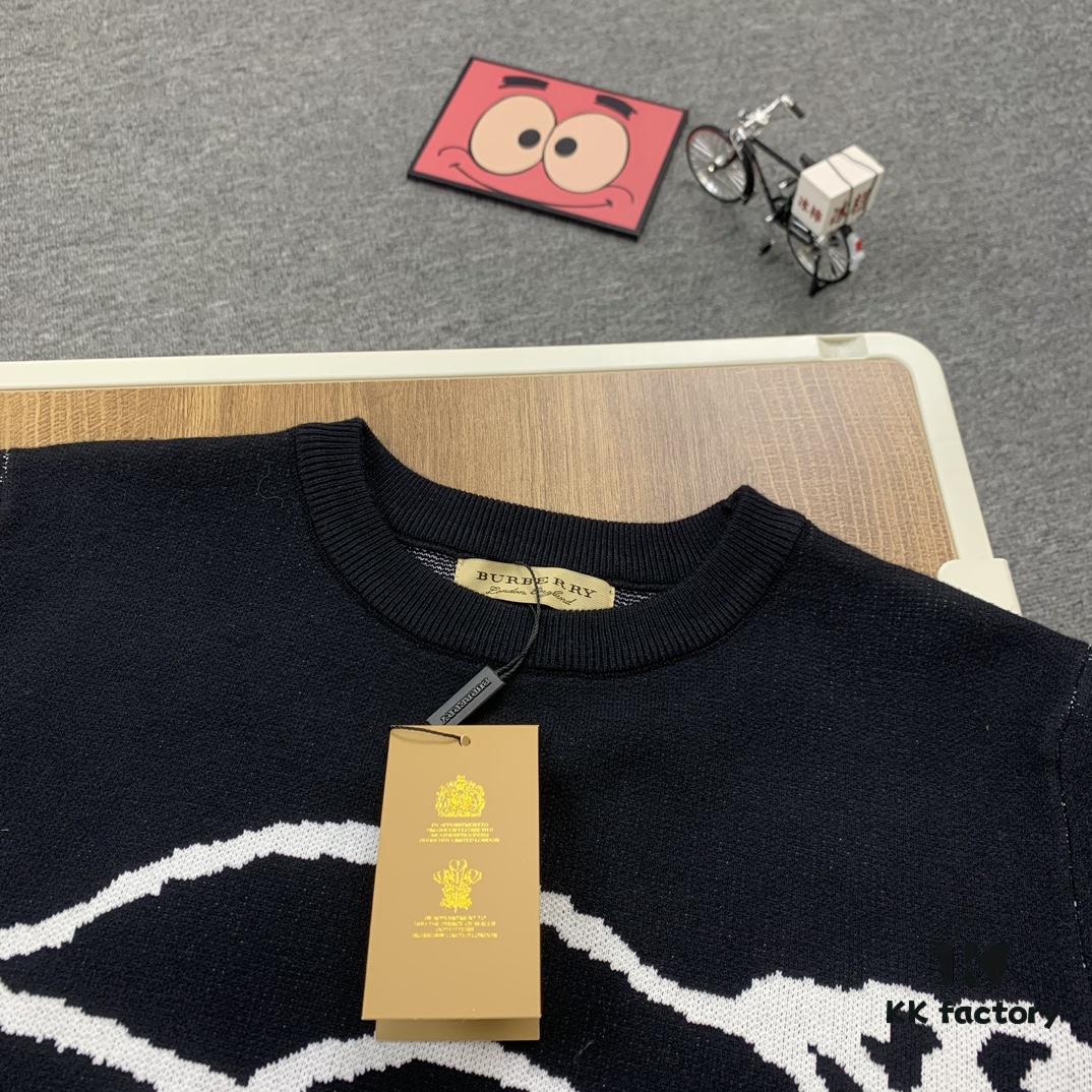 69314a76908475d562cd9e3e New BURBERRY BBR 24SS Limited Edition Equestrian Knight Black Horse Jacquard Knitwear Unisex Crew Neck Sweater