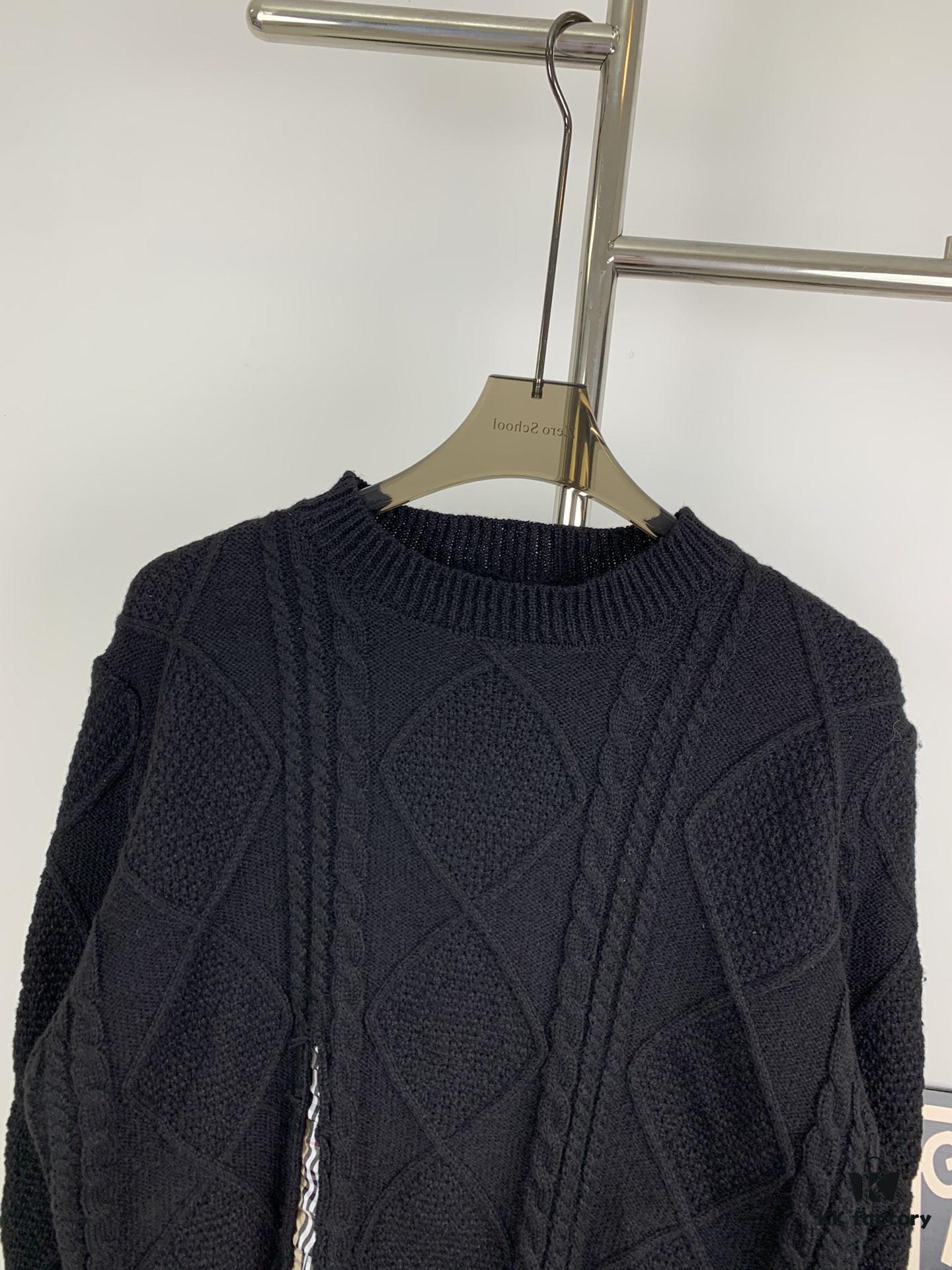 69314a7e908475d562cd9e40 New Burberry 2024 Fall/Winter Black Patchwork Sweater Unisex Classic Plaid Design Hand-Cut Distressed Detail High-Density Knitwear