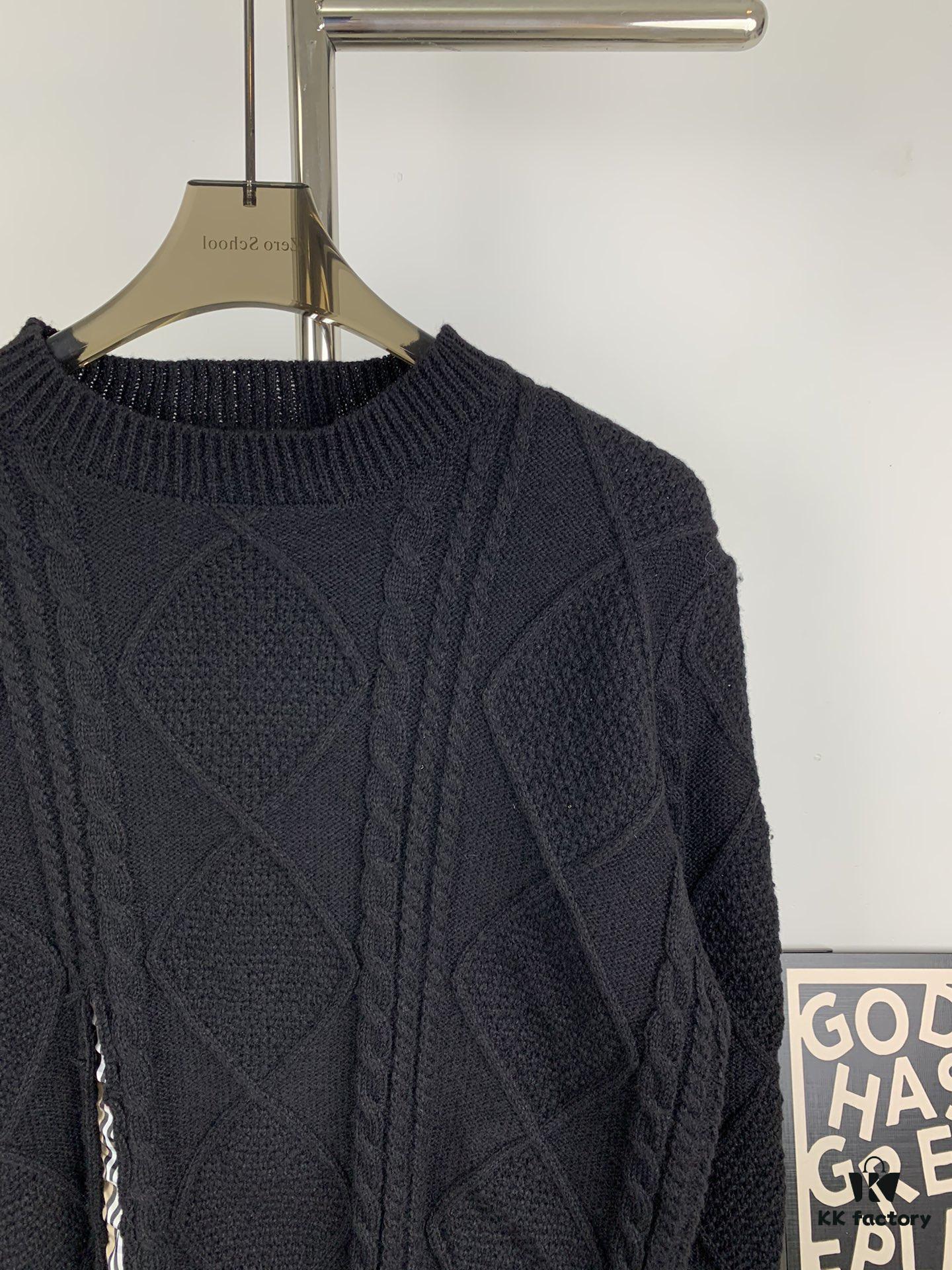 69314a81908475d562cd9e41 New Burberry 2024 Fall/Winter Black Patchwork Sweater Unisex Classic Plaid Design Hand-Cut Distressed Detail High-Density Knitwear