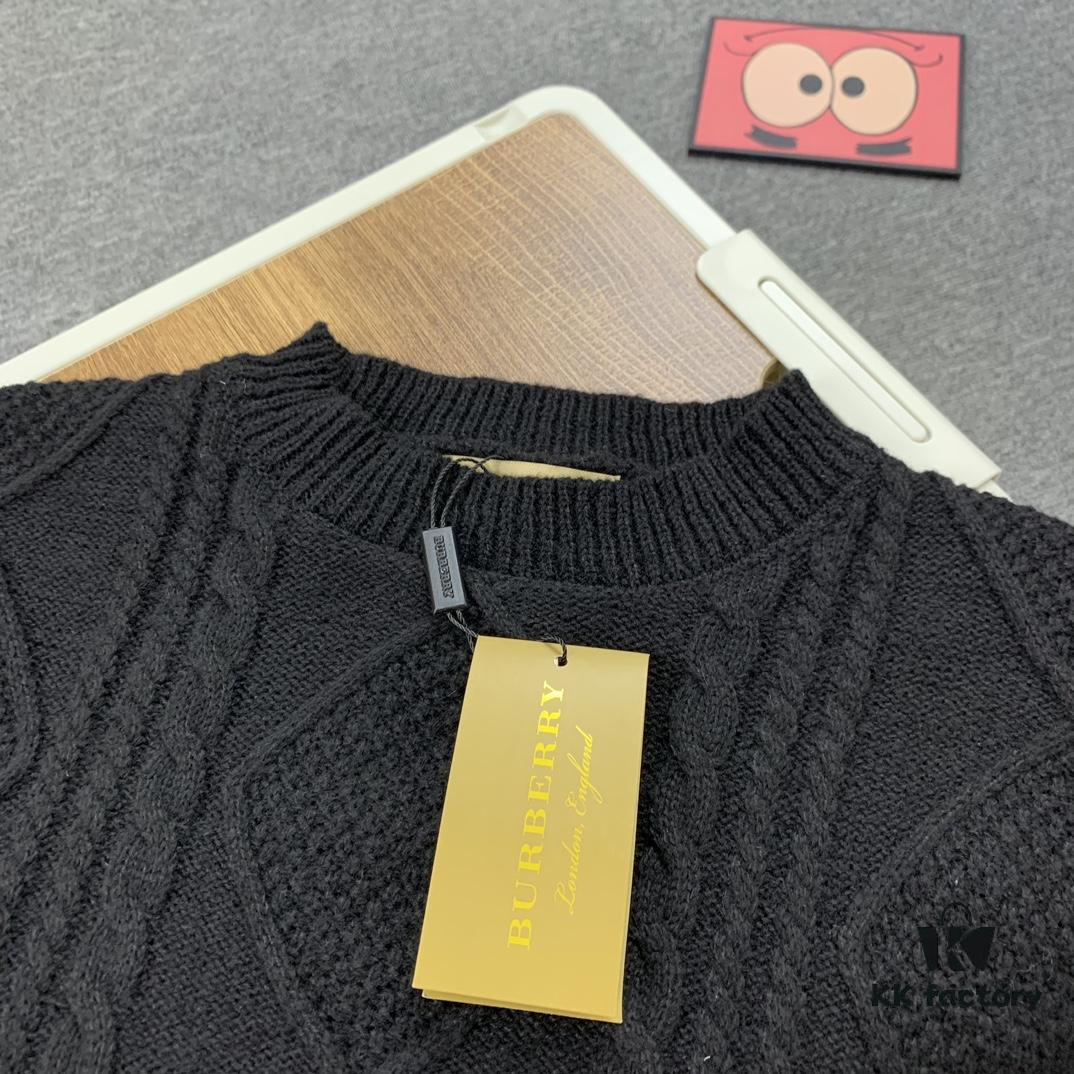 69314a87908475d562cd9e42 New Burberry 2024 Fall/Winter Black Patchwork Sweater Unisex Classic Plaid Design Hand-Cut Distressed Detail High-Density Knitwear