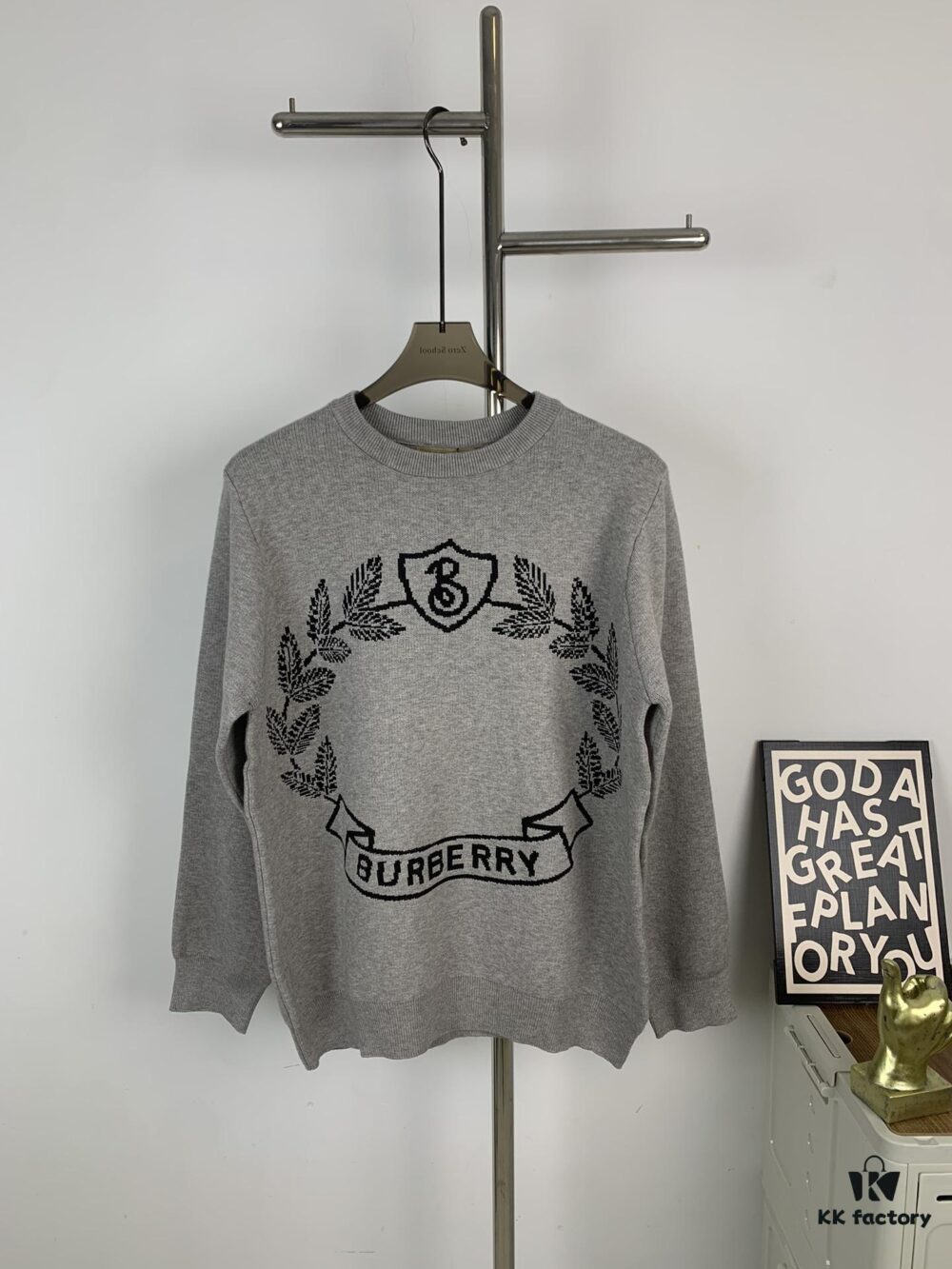 New BURBERRY Classic Horse and Wheat Jacquard Crew Neck Sweater