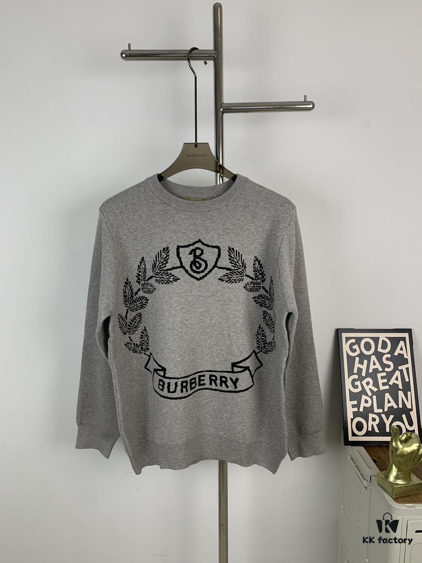 69314ae1908475d562cd9e53 New BURBERRY Classic Horse and Wheat Jacquard Crew Neck Sweater