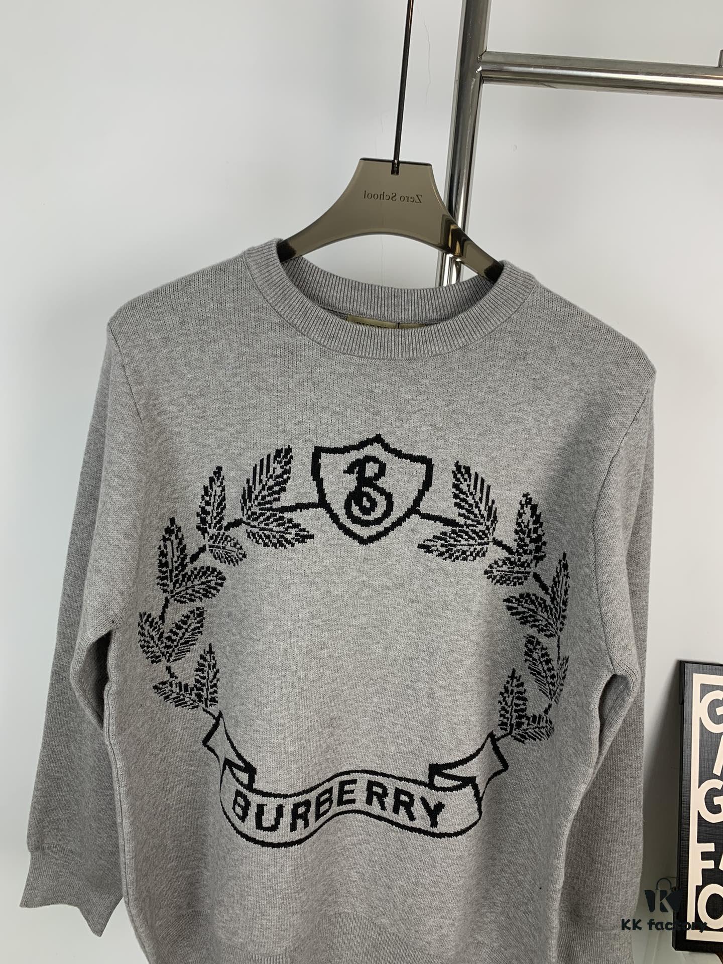 69314ae9908475d562cd9e54 New BURBERRY Classic Horse and Wheat Jacquard Crew Neck Sweater