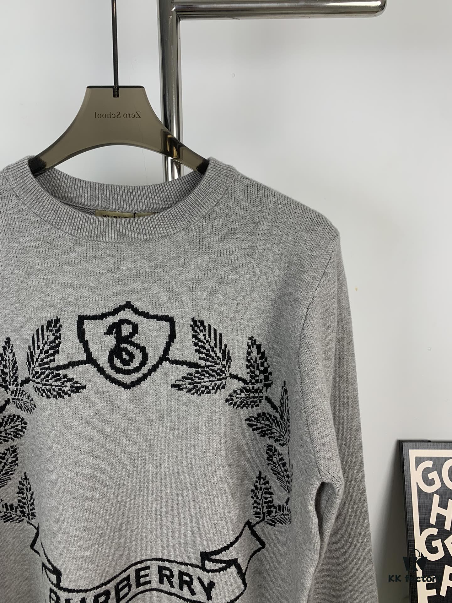 69314af2908475d562cd9e56 New BURBERRY Classic Horse and Wheat Jacquard Crew Neck Sweater