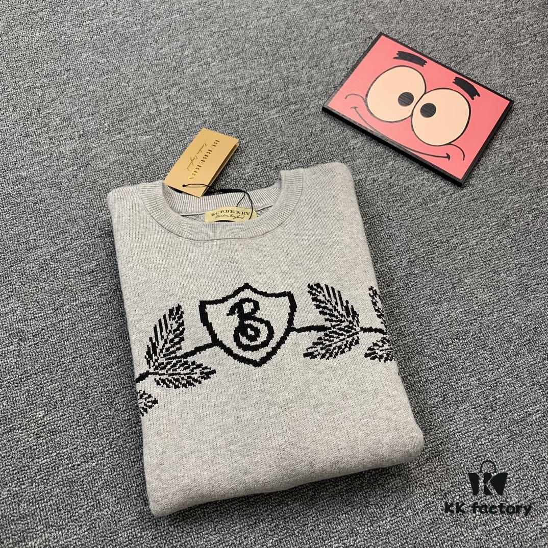 69314b0a908475d562cd9e5d New BURBERRY Classic Horse and Wheat Jacquard Crew Neck Sweater