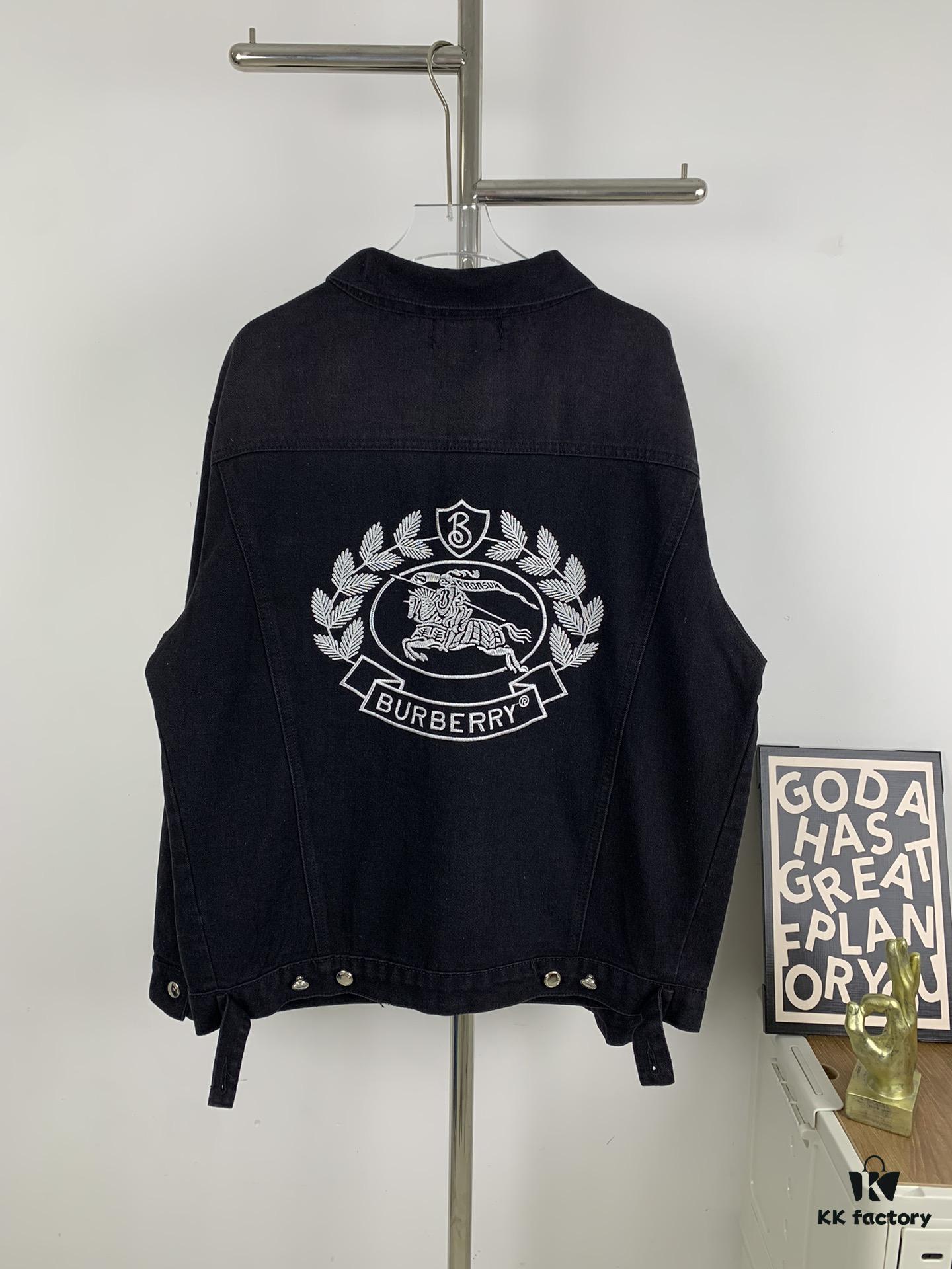 69314b95908475d562cd9e73 New Burberry & Supreme 2024 Collaborative Embroidered Horse Motif Denim Jacket Unisex