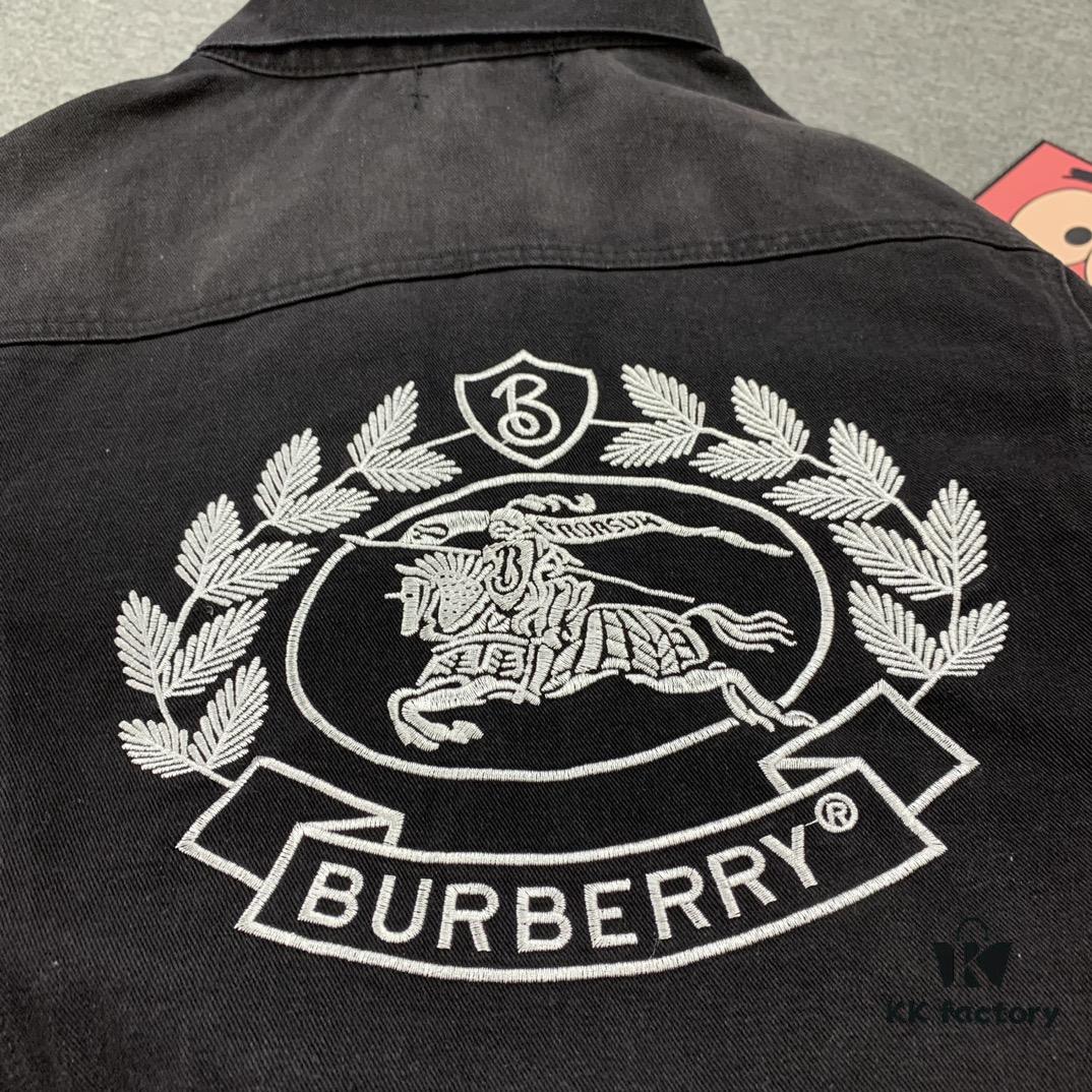69314bc4908475d562cd9e7b New Burberry & Supreme 2024 Collaborative Embroidered Horse Motif Denim Jacket Unisex