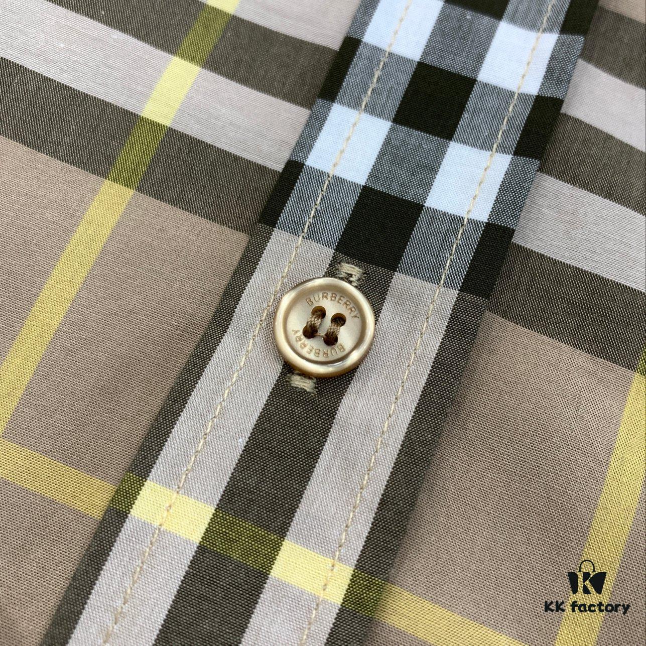 69314c0d908475d562cd9e91 New BURBERRY/Barbouri Classic Yellow Tartan Stripe Long Sleeve Shirt, Iconic BBR Brand Checkered Pattern Shirt